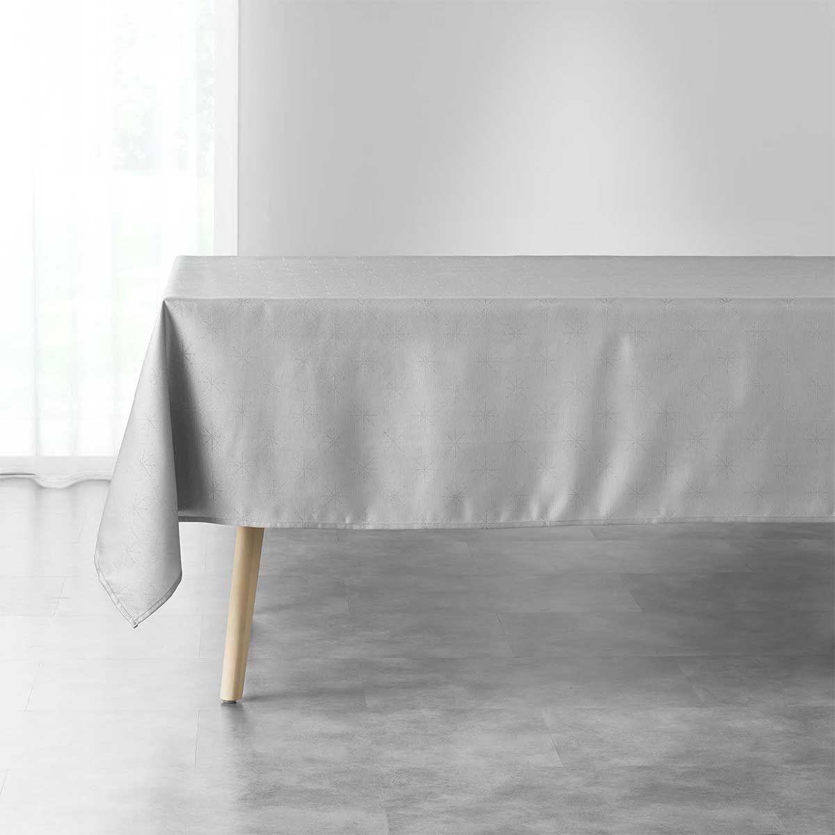 Nappe Imprimée Jacquard "étoiles" 140x300cm Gris