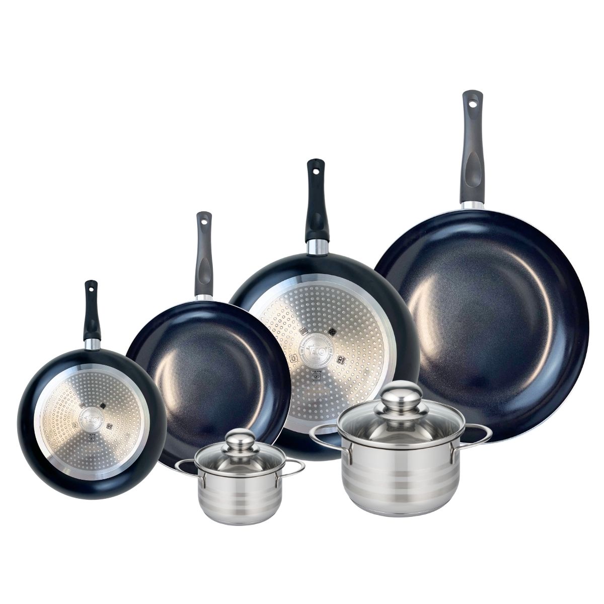 4 Poêles 20/24/28/32cm + 2 Faitouts 12/16cm Prima Brillant