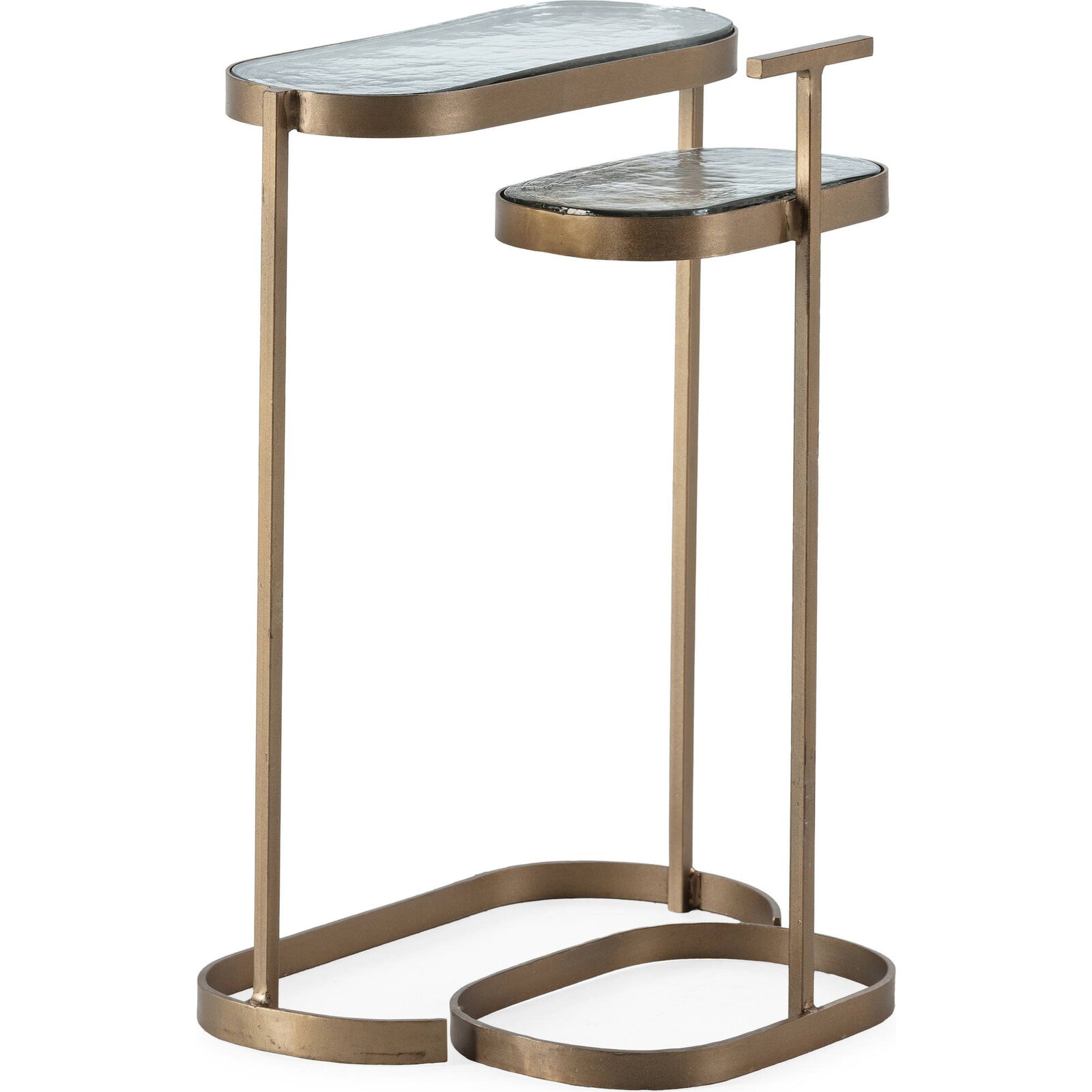Table D'Appoint Élégance Dorée Et Verre - Verre Effet Marbre Doré Antique