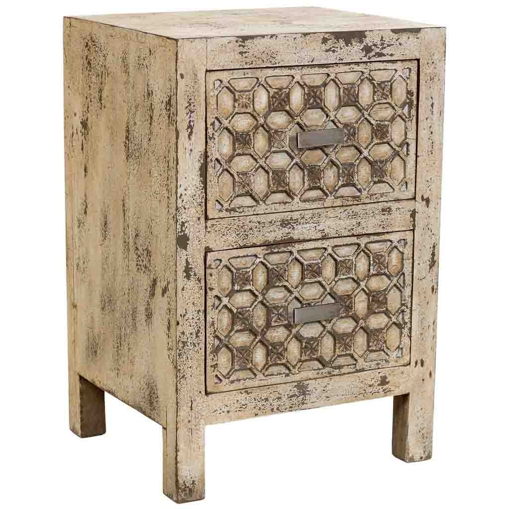 Table De Chevet Artisanale En Bois, Grise, 45 X 35 X 60 Cm (h)