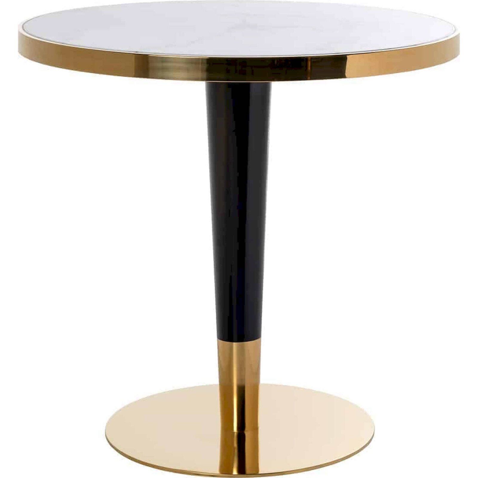 Table A Diner Osteria 80ø - Noir Et Blanc Sur Piètement Or Et Noir