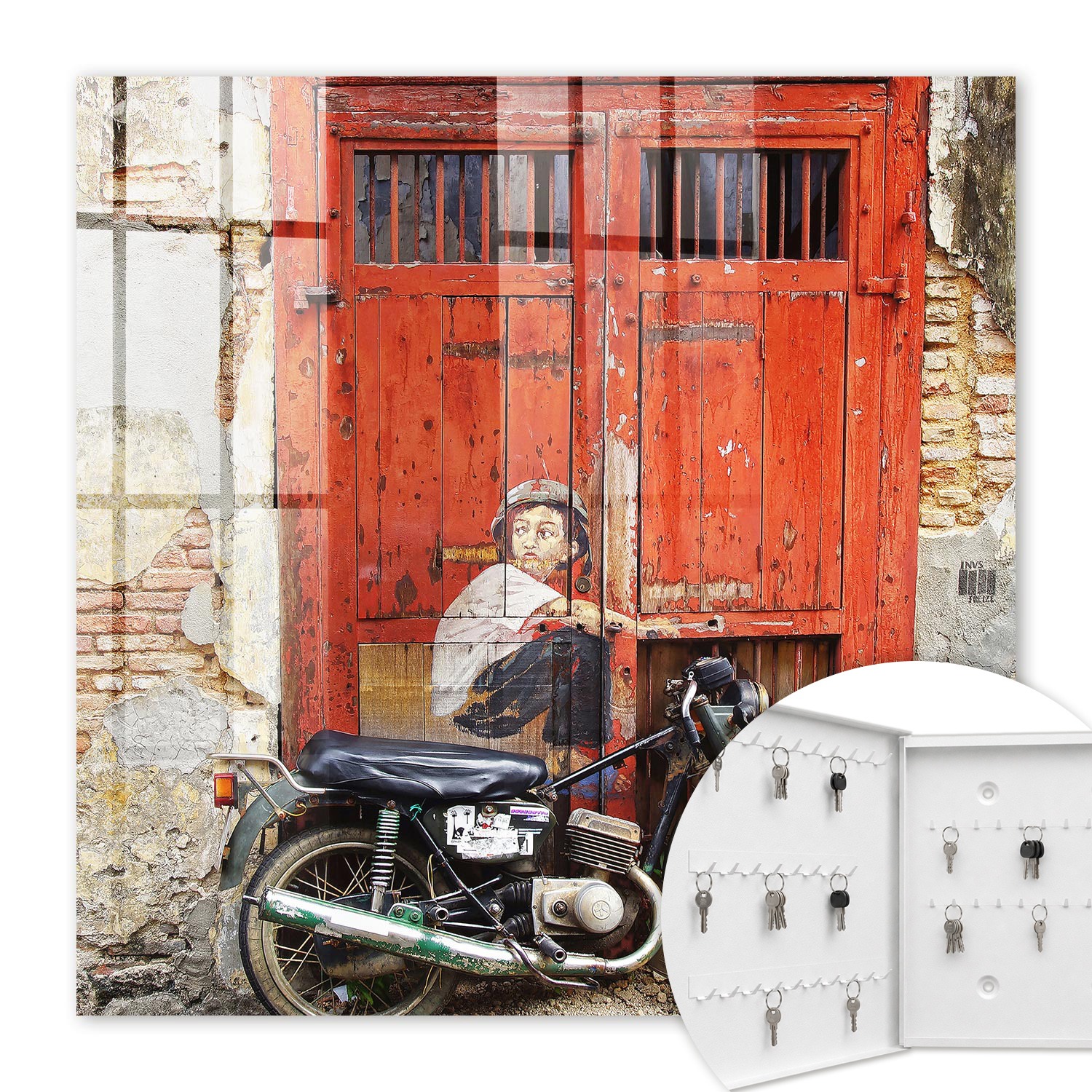 Armoire À Clés - (30 Cm X 30 Cm) - Boîte À Clés Murale - Coffret De Rangement Pour Clés - Couleur Blanche - Ouverture Vers La Gauche - Pour Maison Et Bureau - Art Urbain