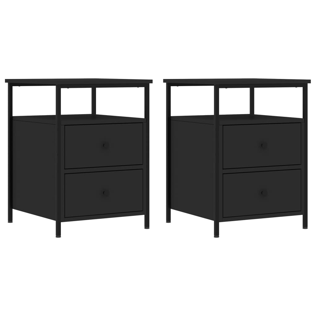 Lot De 2 Tables De Chevet Avec Tiroirs Et Étagère 44 X 45 X Dec035600
