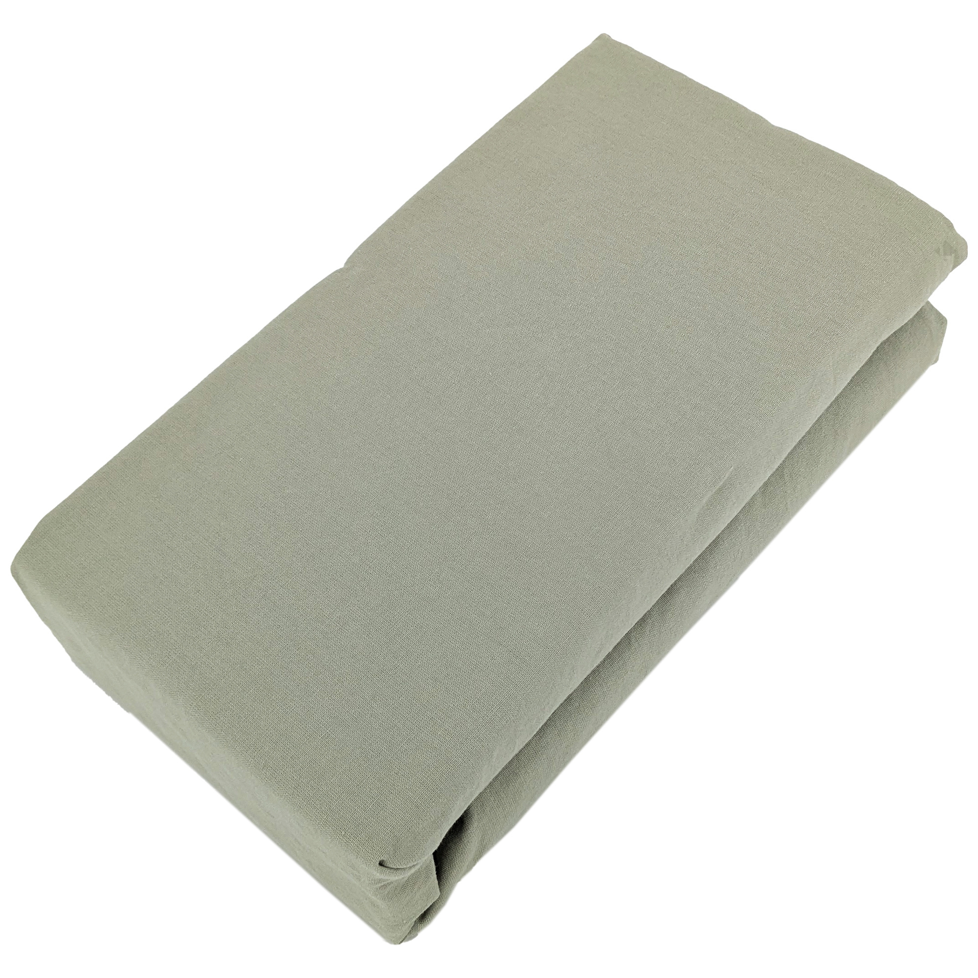 Drap Housse Palace Pur Coton Lavé 90x190 Cm Bonnet 30 Cm Uni Vert Sauge