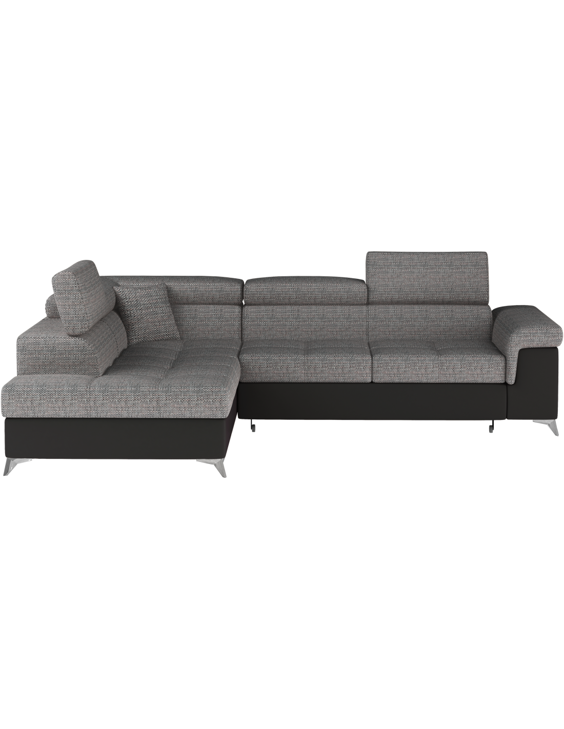 Canapé D'Angle Convertible Palazzo 4 Places Gris Et Noir - Angle Gauche Avec 1 Coussin