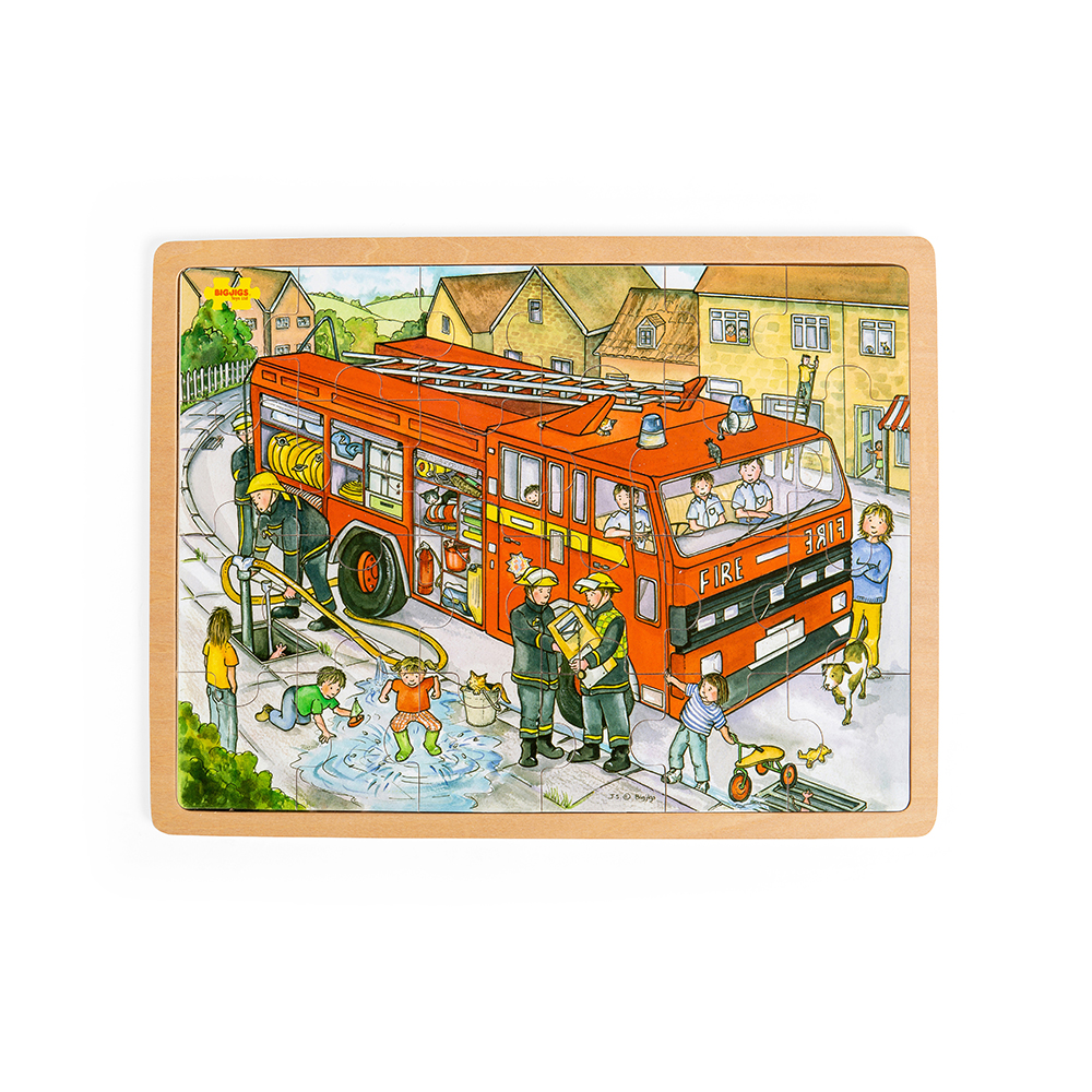 Bigjigs Toys, Grand Puzzle De Camion De Pompiers, Adapté Aux ges Dès 3 Ans
