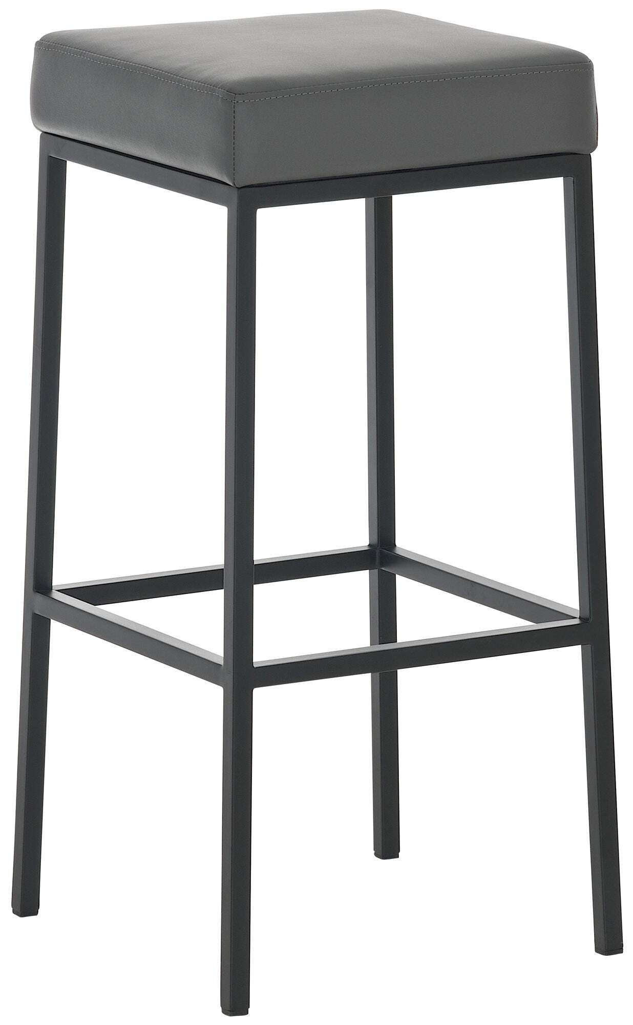Tabouret De Bar X1 Avec Repose-pieds Design Simple Hauteur 85 Cm En Pvc Gris 10_0005246