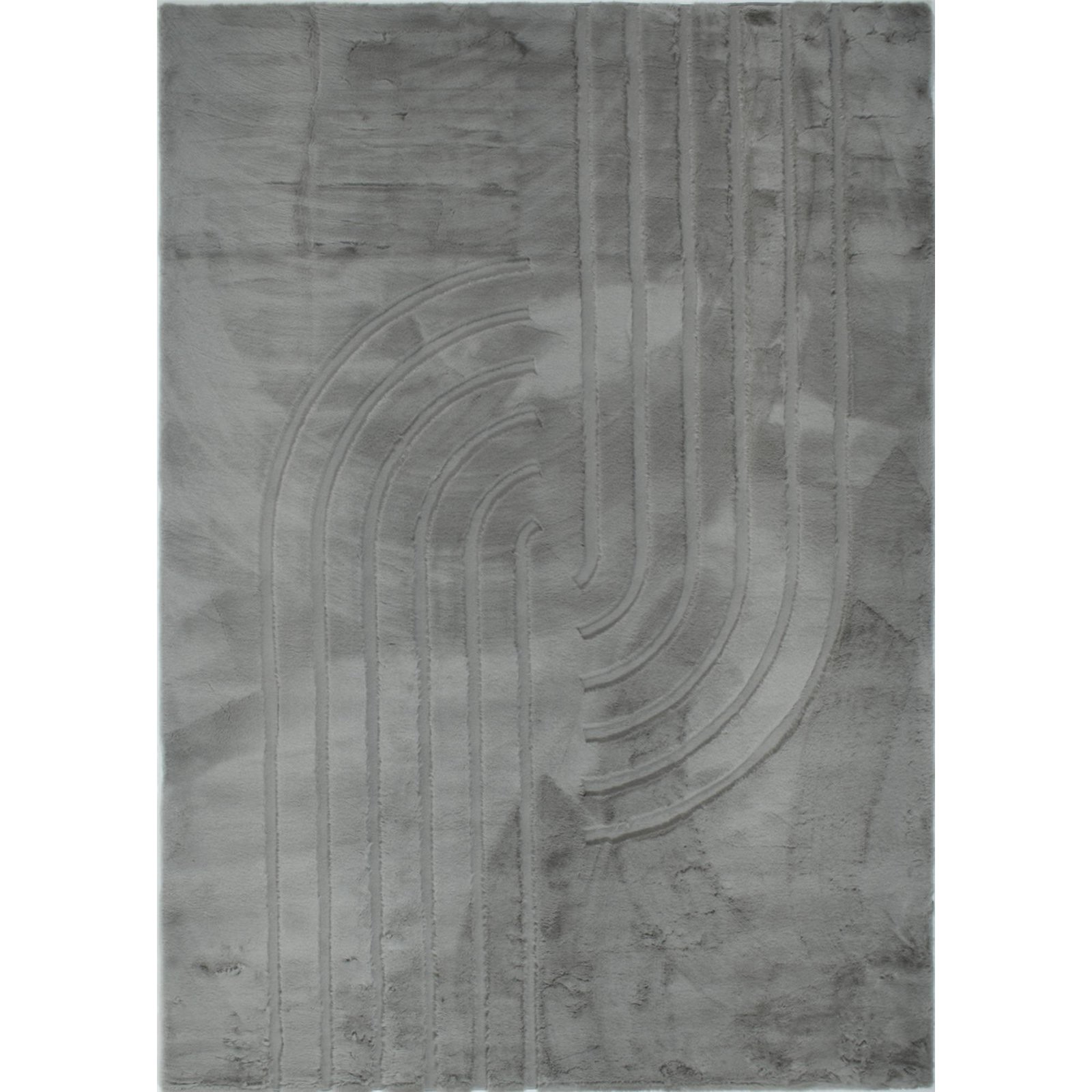 Tapis Anthracite Géométrique Doux Antidérapant Lavable - 80 X 150 Cm
