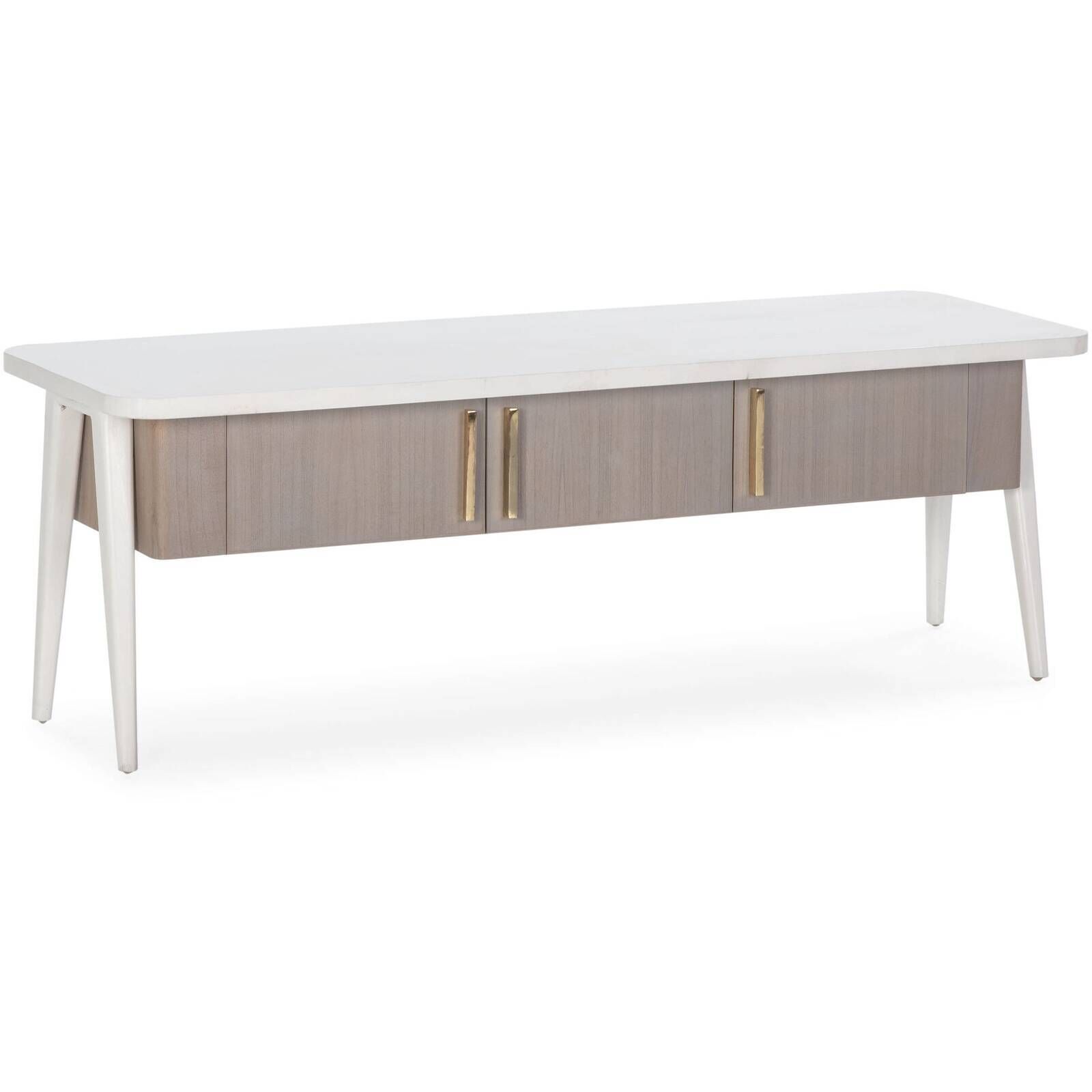 Meuble Tv /audio 150 X 50 X 51 Cm Bois - Blanc, Naturel À Patine Grise