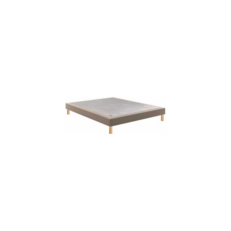 Sommier Tapissier Epeda Noyer Moka 100x190 Bois Massif Epicéa Confort Ferme 15 Cm