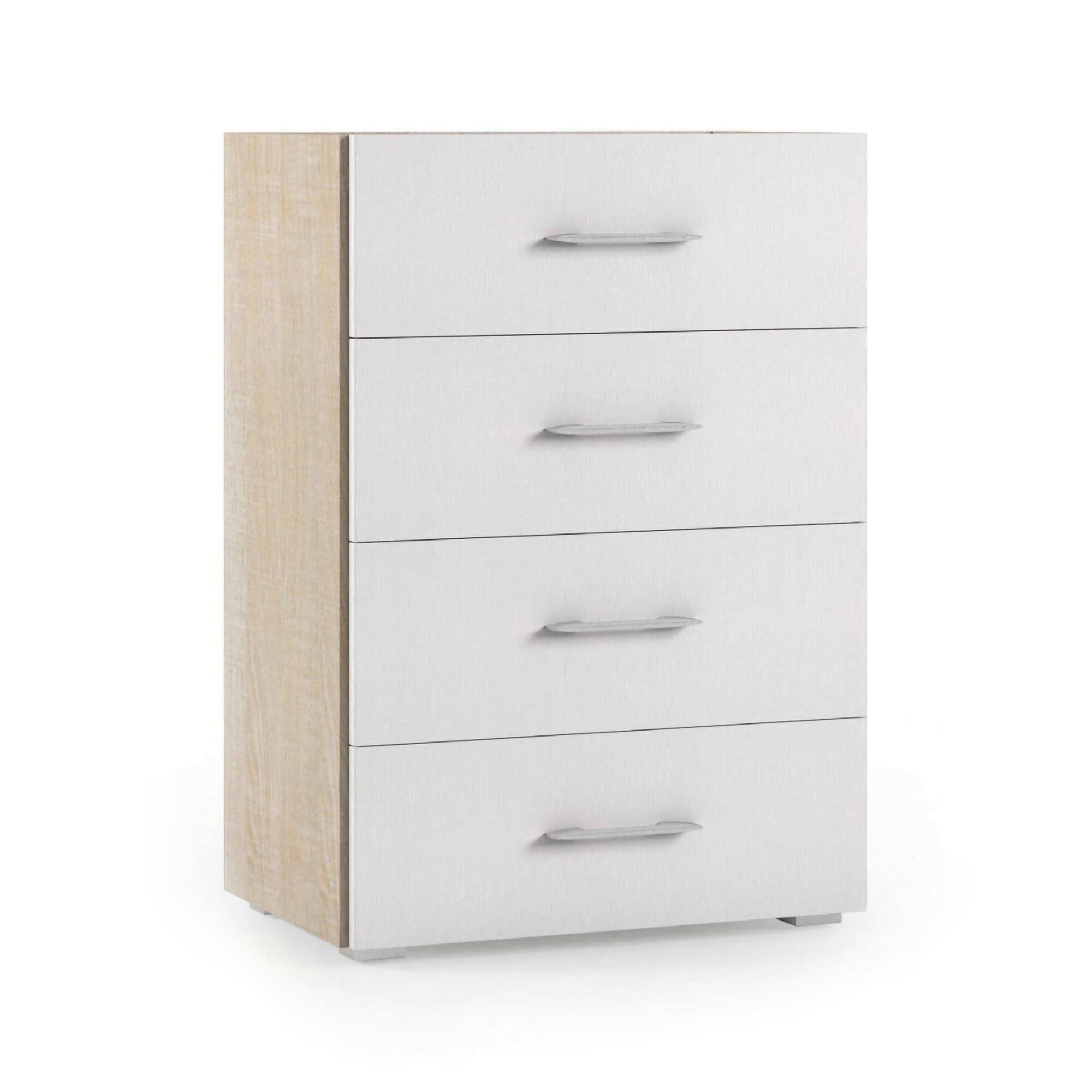 COMMODE - Commode avec 4 tiroirs, 60x41h87 cm, Chêne et Blanc