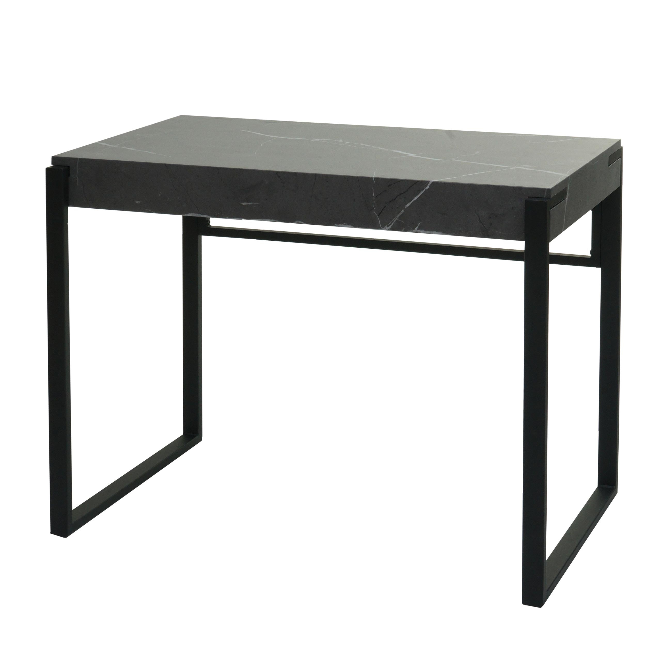 Bureau Table D'ordinateur Table D'appoint 100x54 Cm Mdf Aspect Marbre Gris 04_0006064