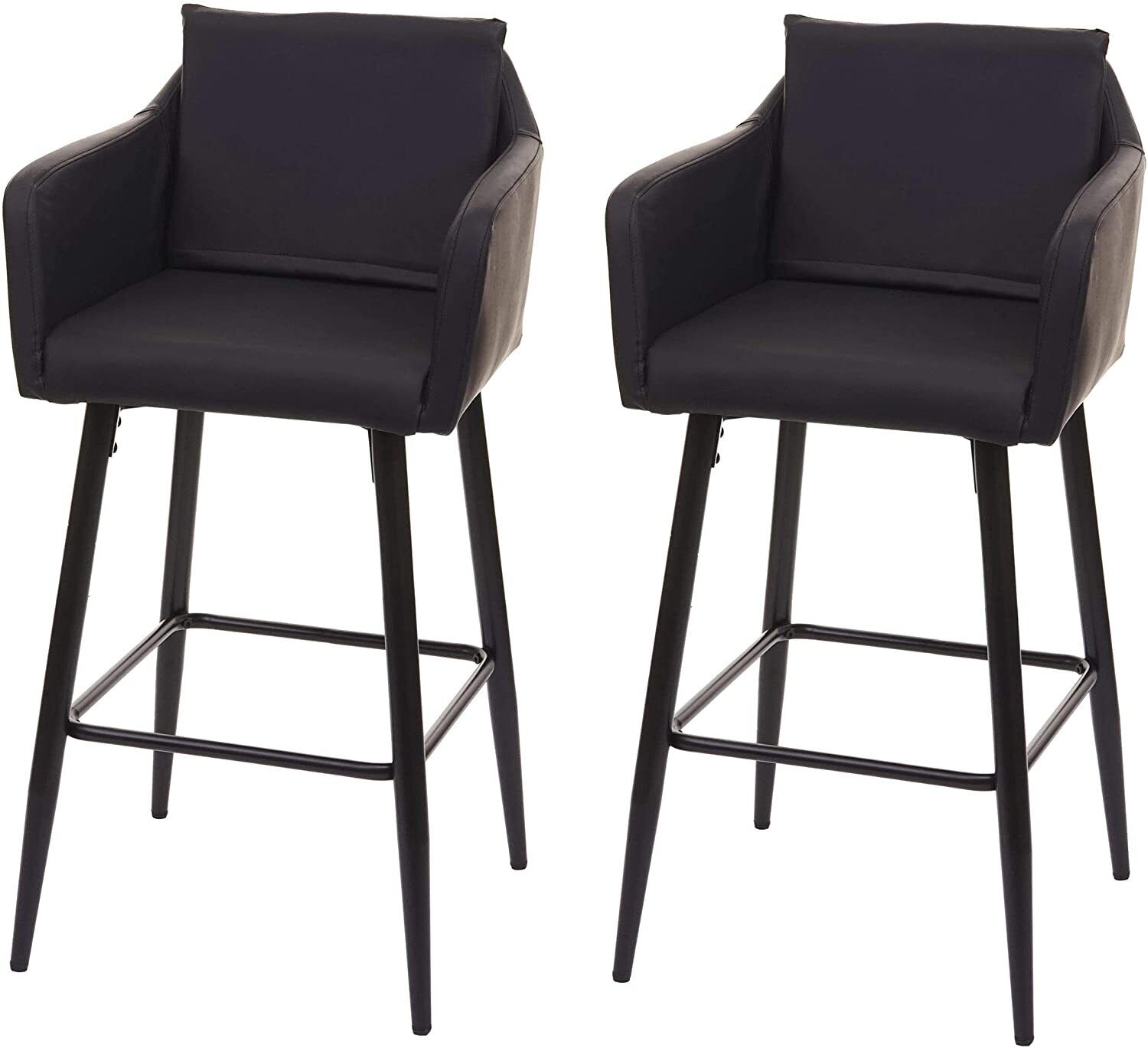 Lot De 2 Tabourets De Bar Avec Repose-pieds En Synthétique Noir Et Métal Noir Tdb04065