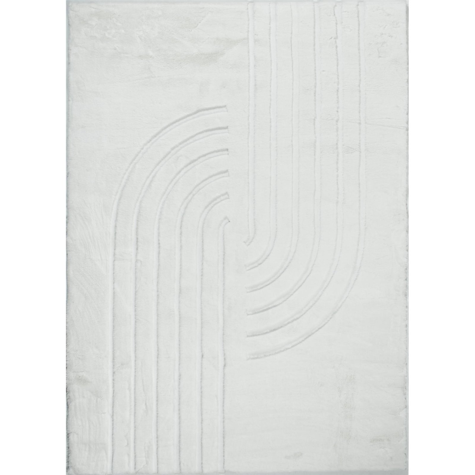 Tapis Blanc Doux Antidérapant Motif Géométrique Intérieur - 80 X 150 Cm