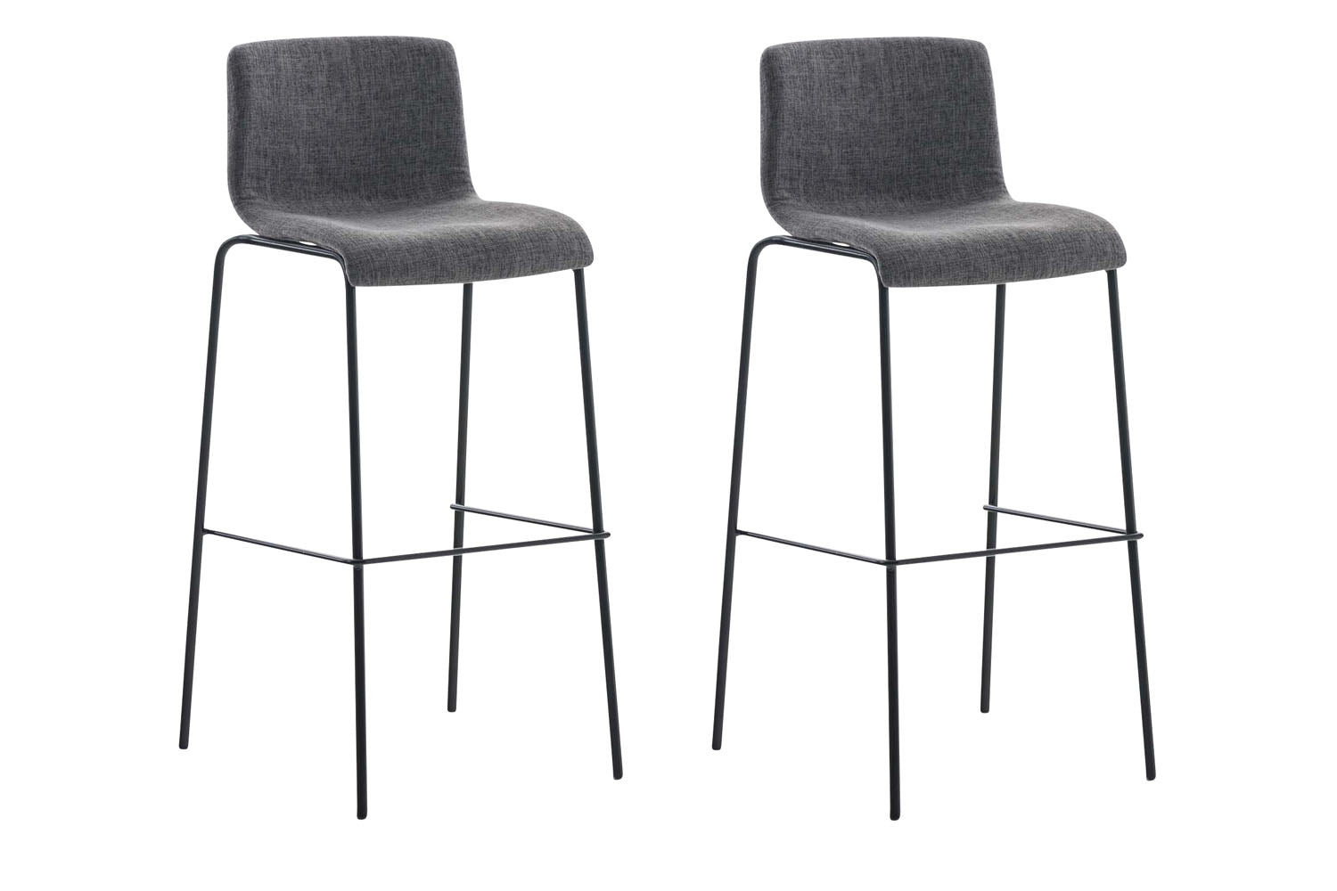 Lot De 2 Tabourets De Bar Avec Repose-pieds Dossier Incurvé En Tissu Gris Clair 10_0004201