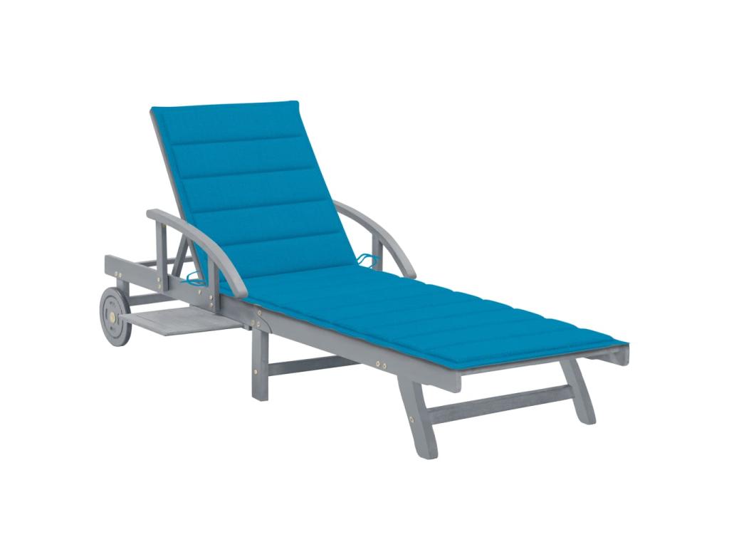 Transat Chaise Longue Bain De Soleil Lit De Jardin Terrasse Meuble D'extérieur Avec Coussin Bois D'acacia Solide 02_0012