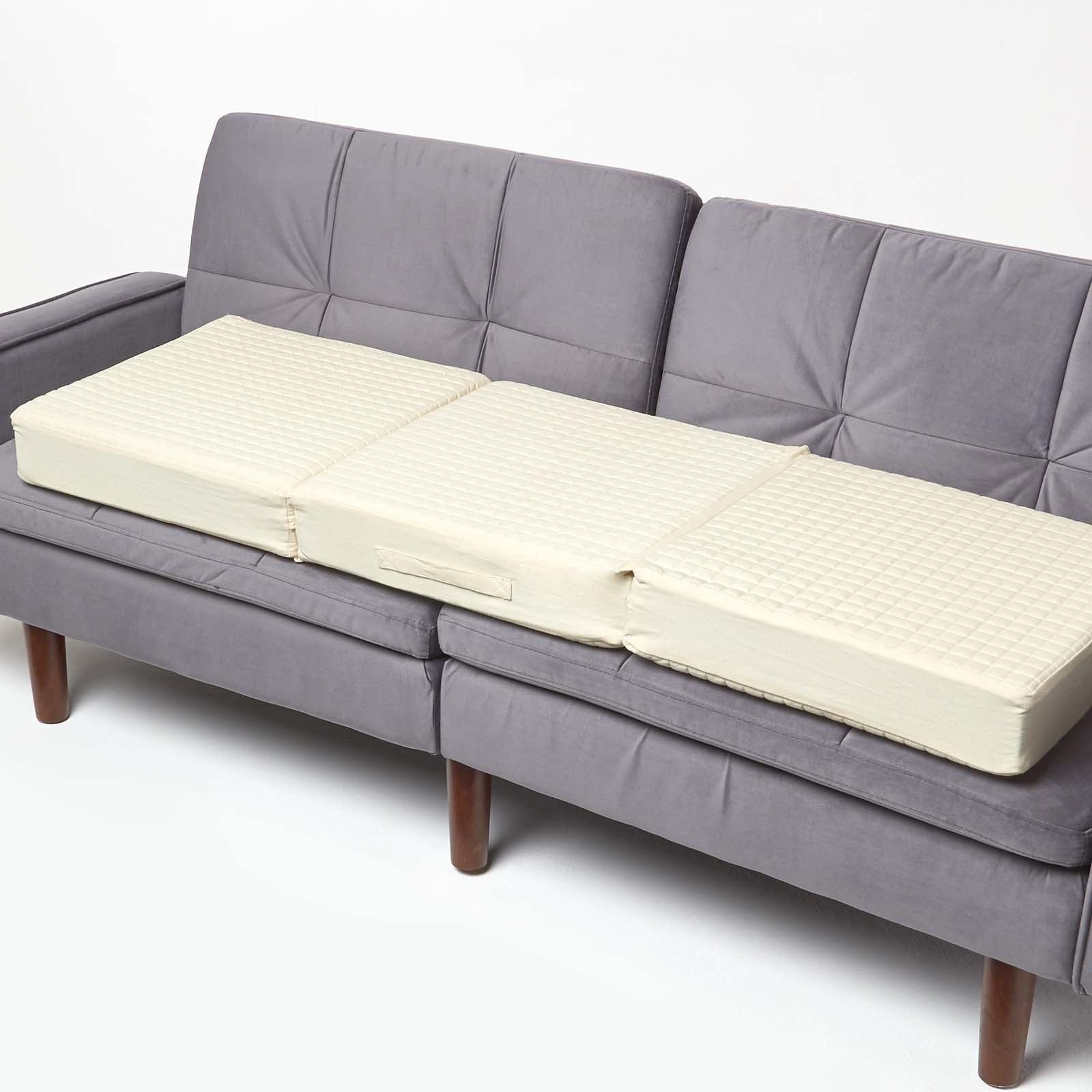 Coussin D'assise Déhoussable Pour Canapé 3 Places En Coton, Beige - Homescapes