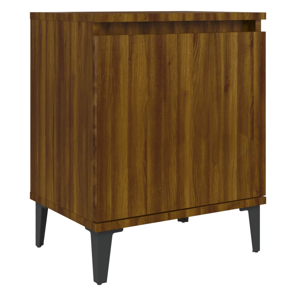 Table De Chevet Avec Pieds En Métal 40 X 30 X 50 Cm Bois Dec033238