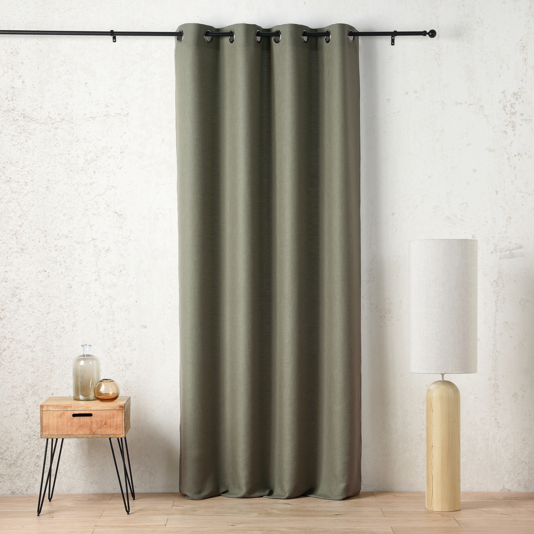 Rideau Tamisant À Œillets Polylin Satin Vert 145x260 Cm