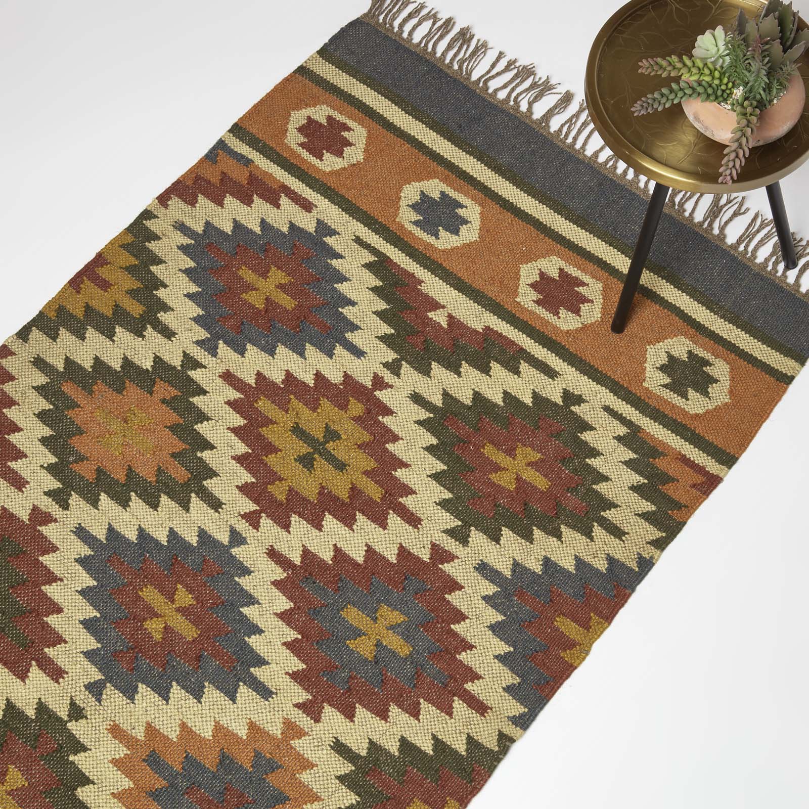 Tapis Kilim En Jute Et Laine Multicolore Lucea 240x300cm - Homescapes