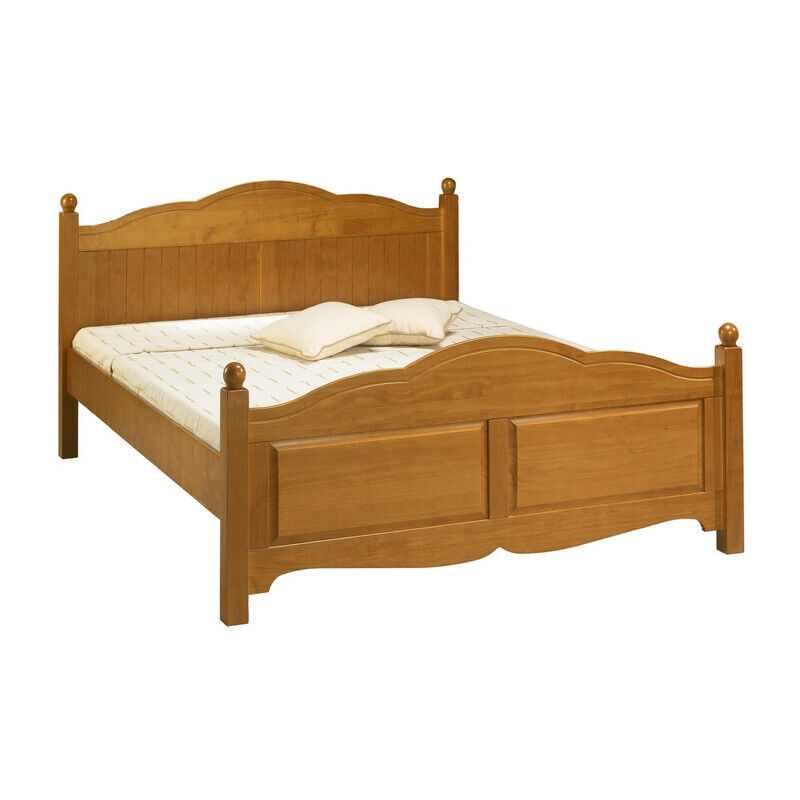 Lit Deux Places Beaux Meubles Pas Chers Couchage 160x200 Style Anglais Miel Pin Massif