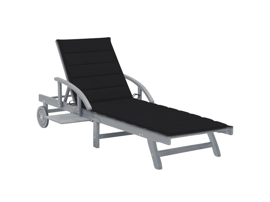 Transat Chaise Longue Bain De Soleil Lit De Jardin Terrasse Meuble D'extérieur Avec Coussin Bois D'acacia Solide 02_0012