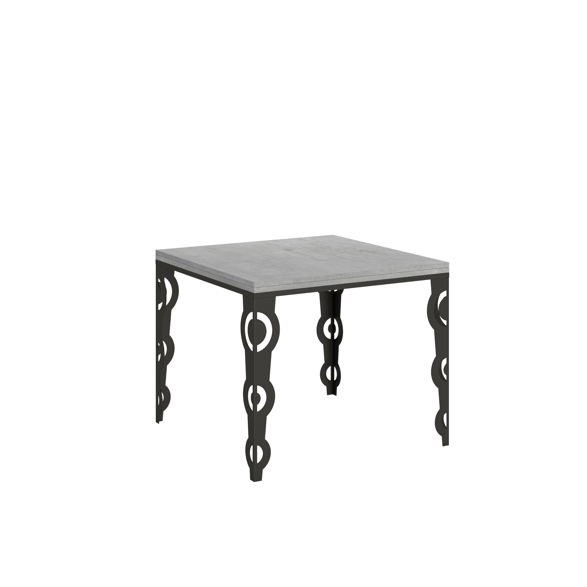 Table Ouvrante 90x90/180 Cm Karamay Libra Ciment Structure Anthracite