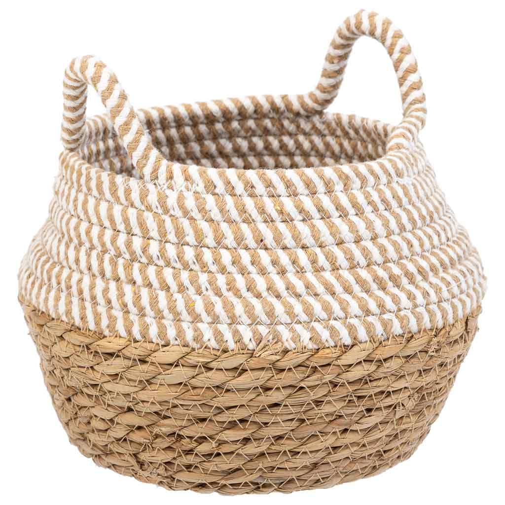 Panier En Fibre Naturelle Et Coton Brun D18x13/16.5