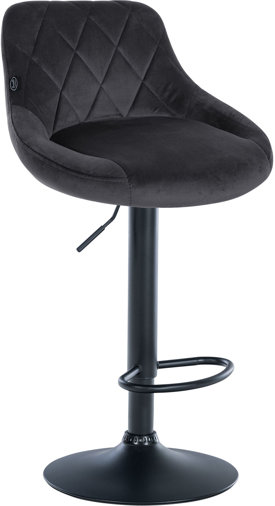 Tabouret De Bar Lazio Velours Noir Gris Foncé