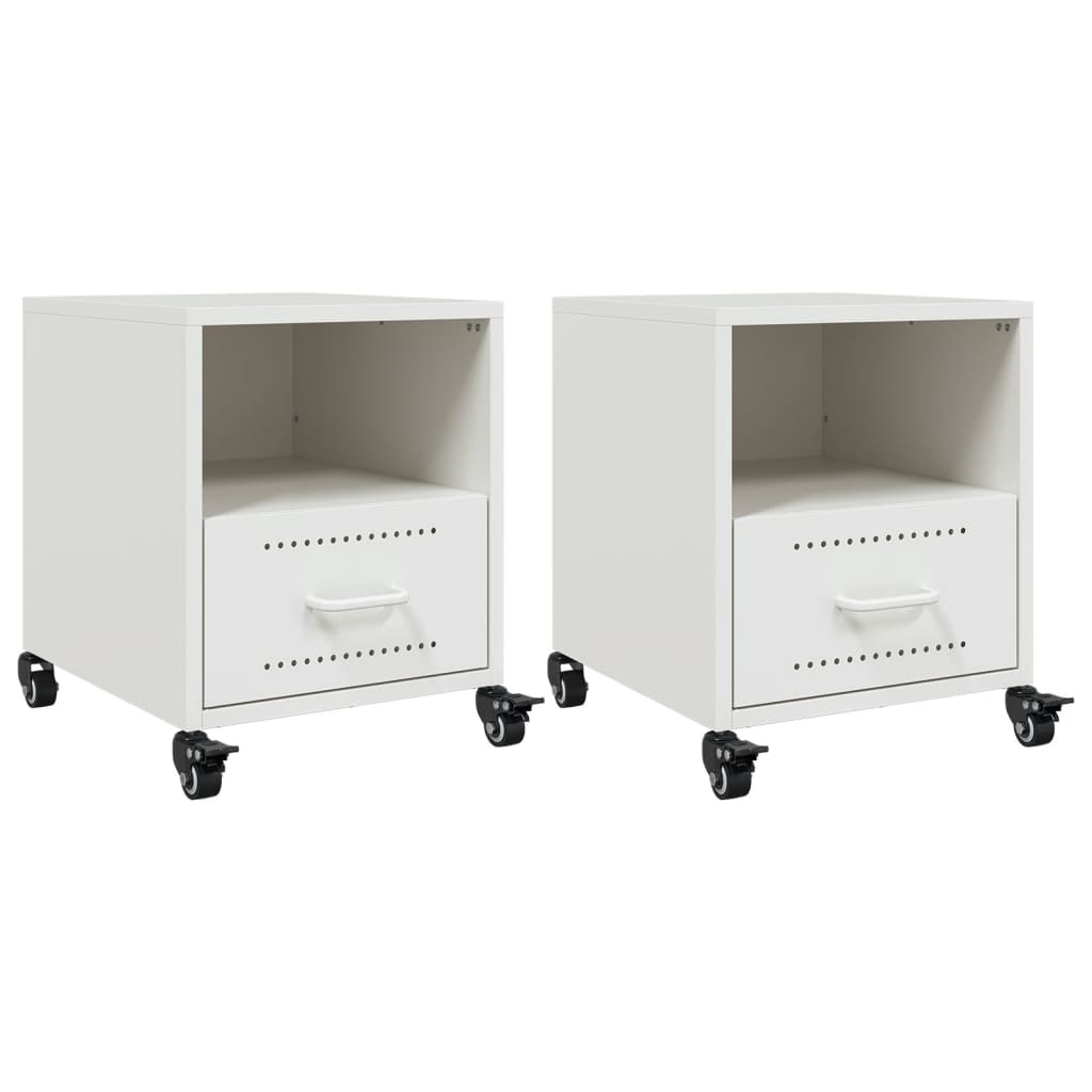 Lot De 2 Tables De Chevet Sur Roulettes Avec Tiroir 36 X 39 X Dec034865