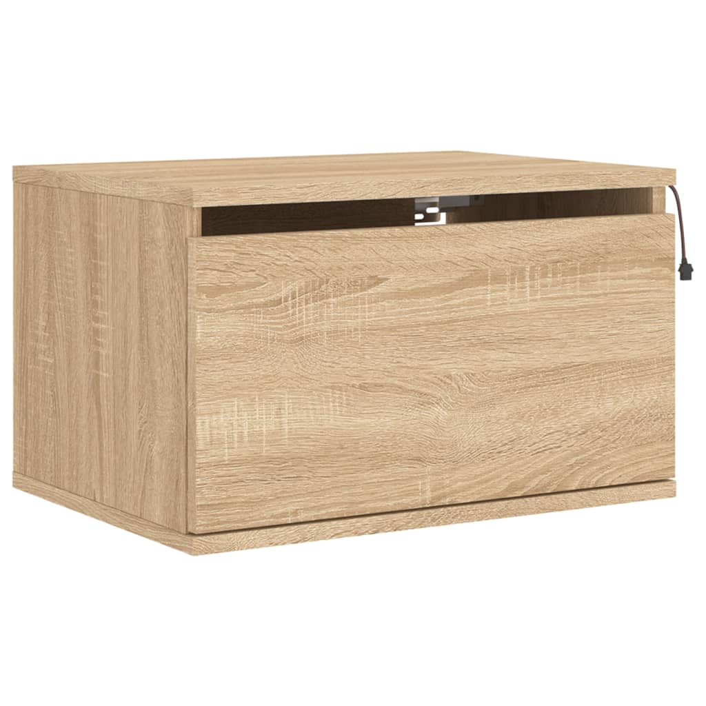Table De Chevet Murale Avec Lumières Led Et Tiroir 50 X 36 X 30 Dec034193