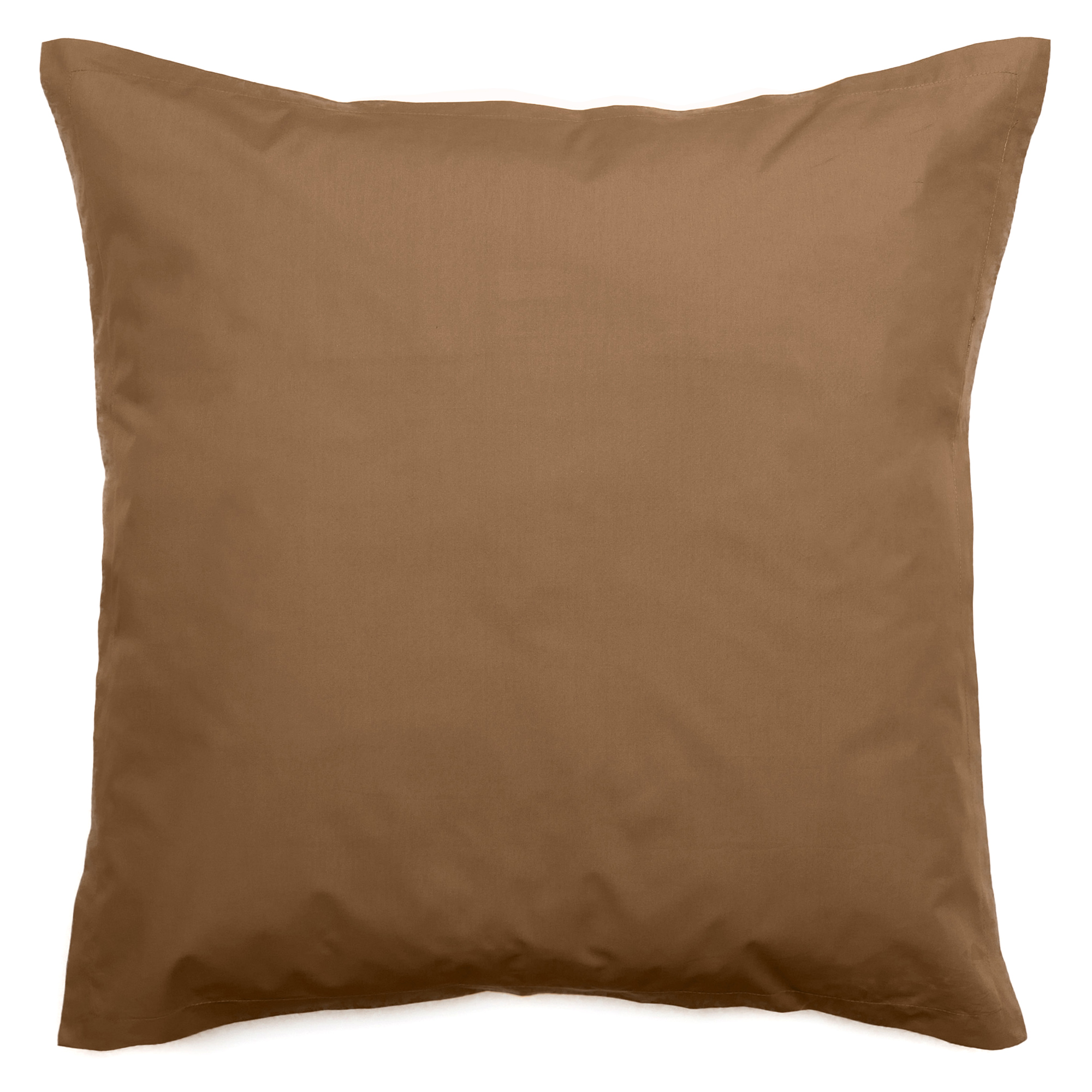 Taie D'oreiller Volants Plats 65x65 Cm Percale Manoir Marron Cognac