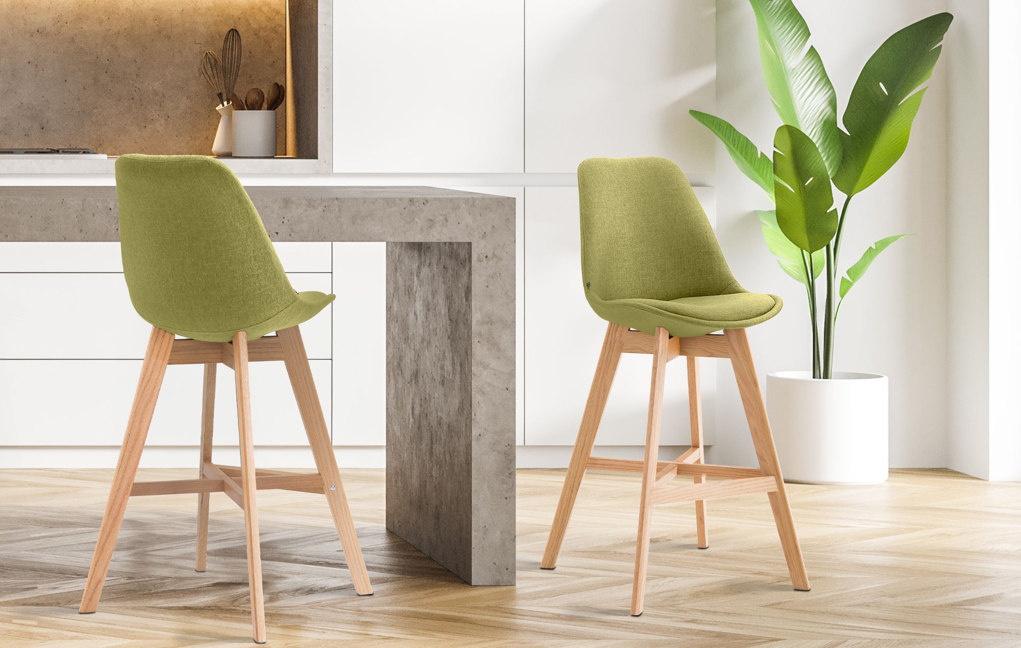 Tabouret De Bar Cannes Tissu Natura Vert