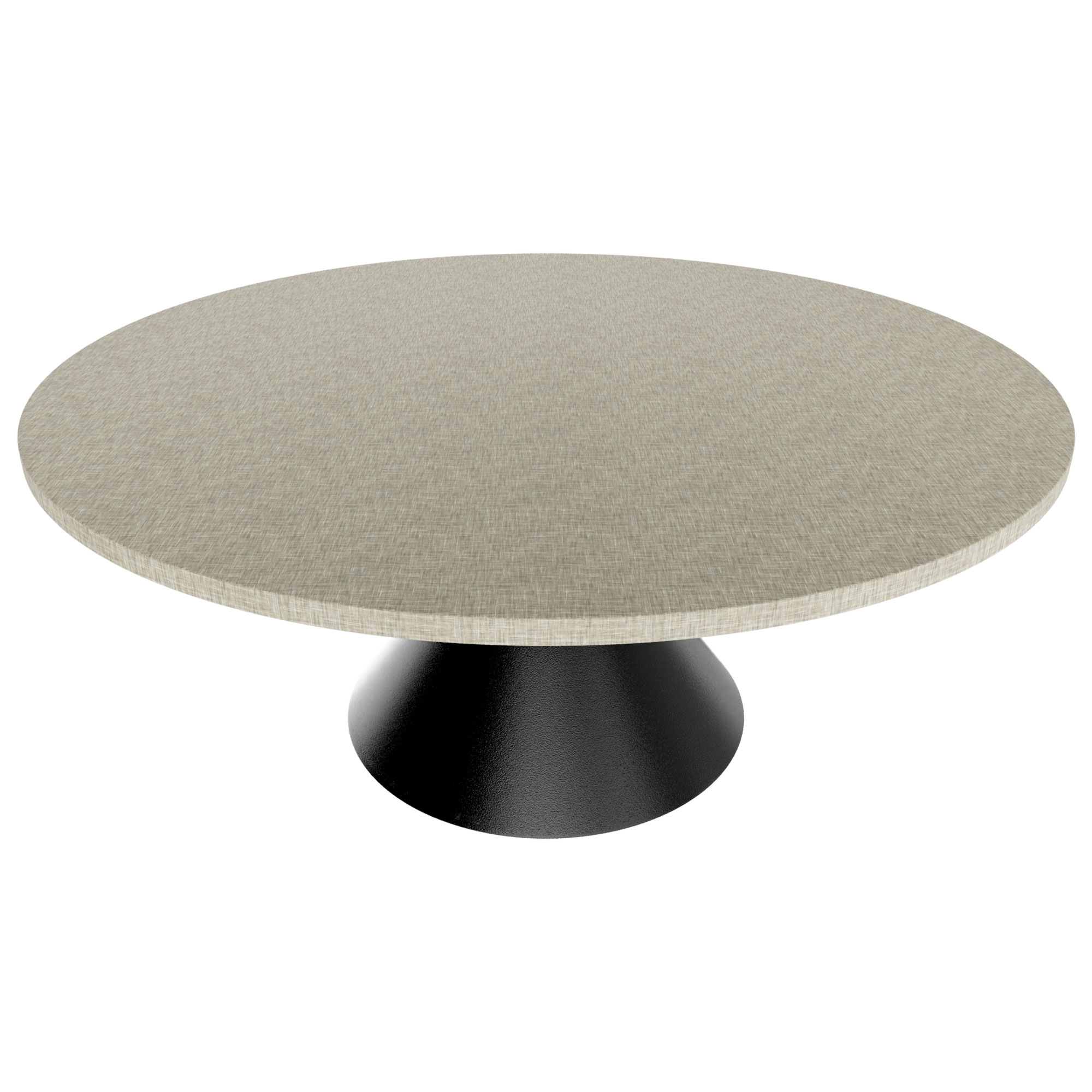 Graal Black - Table Ronde Ø120 Cm Base Double Cône En Métal Noir Et Plateau En Bois Gris Texturé
