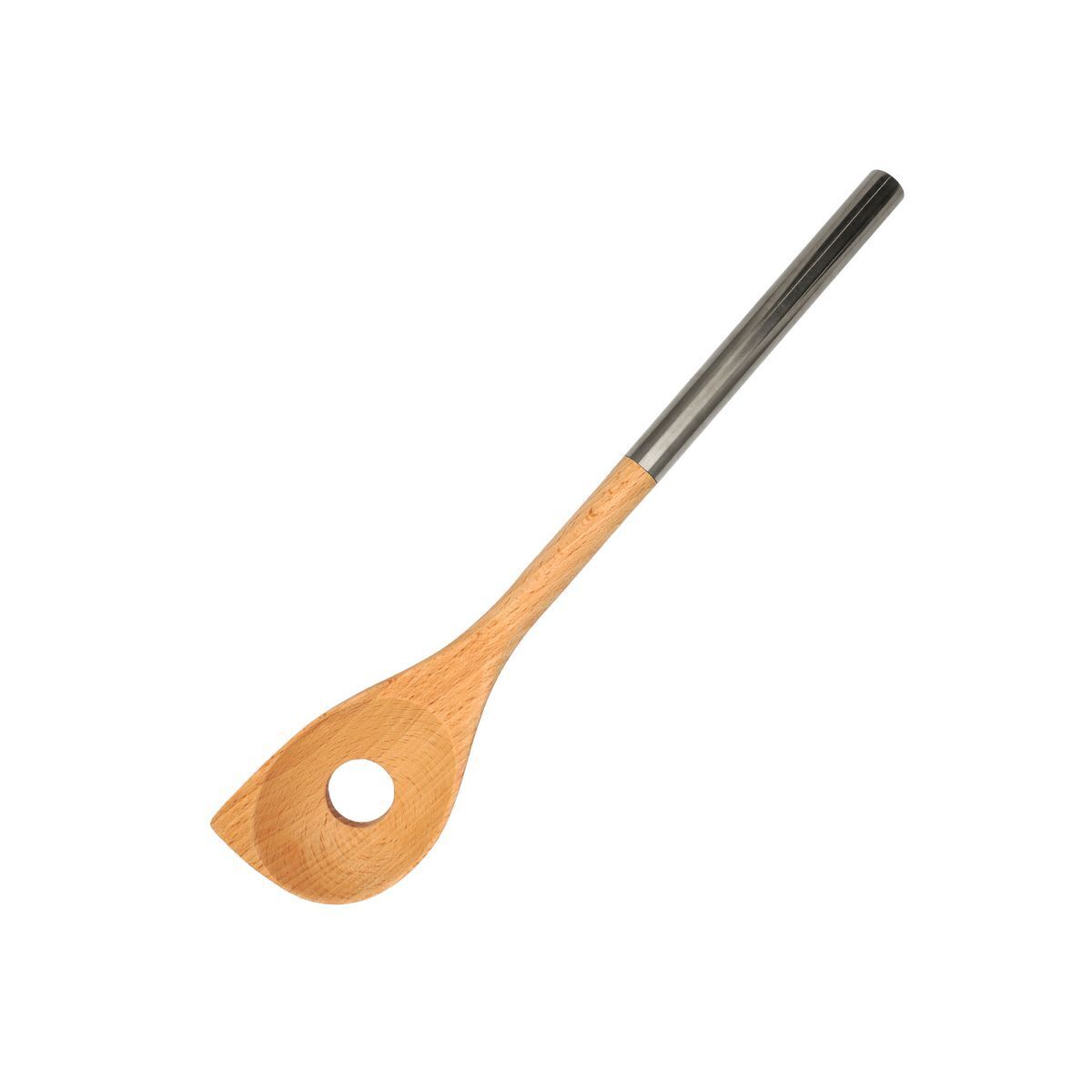 Cuillère En Bois Biseautée Avec Un Trou Manche Inox Boissellerie