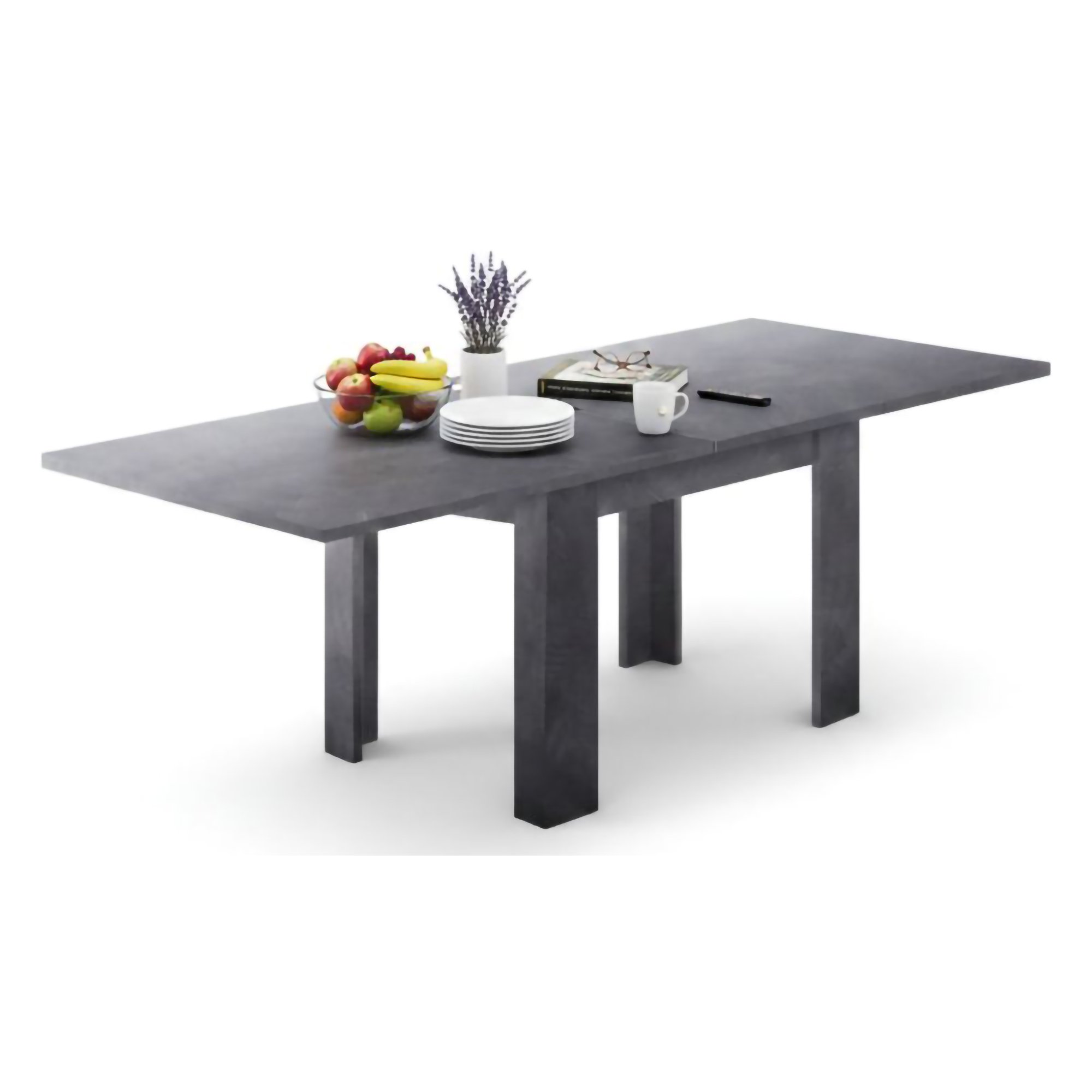 Table Extensible,effet Bois,ardoise,90x90h75 Cm