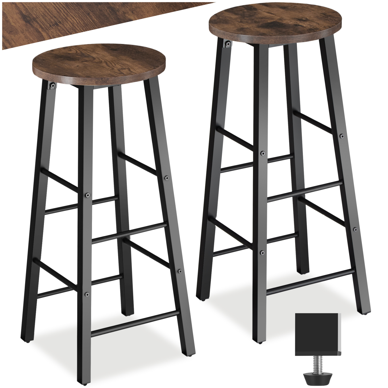 Lot De 2 Tabourets De Bar En Panneau Aggloméré 72,5 Cm Bois Foncé
