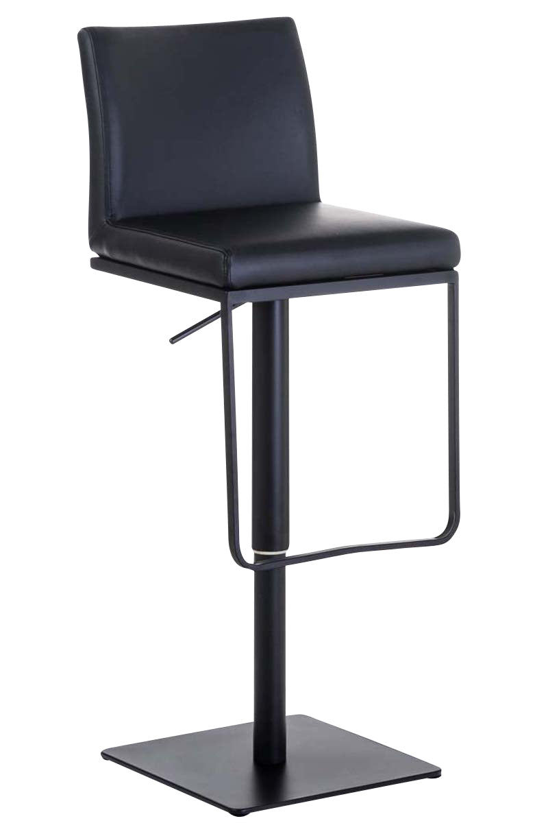 Tabouret De Bar X1 Avec Repose-pieds Plaque De Base Carrée En Métal Noir Assise 10_0005299