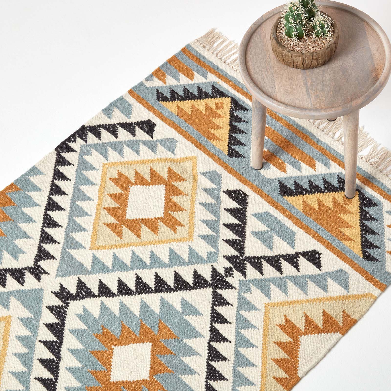 Tapis Kilim En Laine À Motif Géométrique Jaune Agra 90x150cm - Homescapes