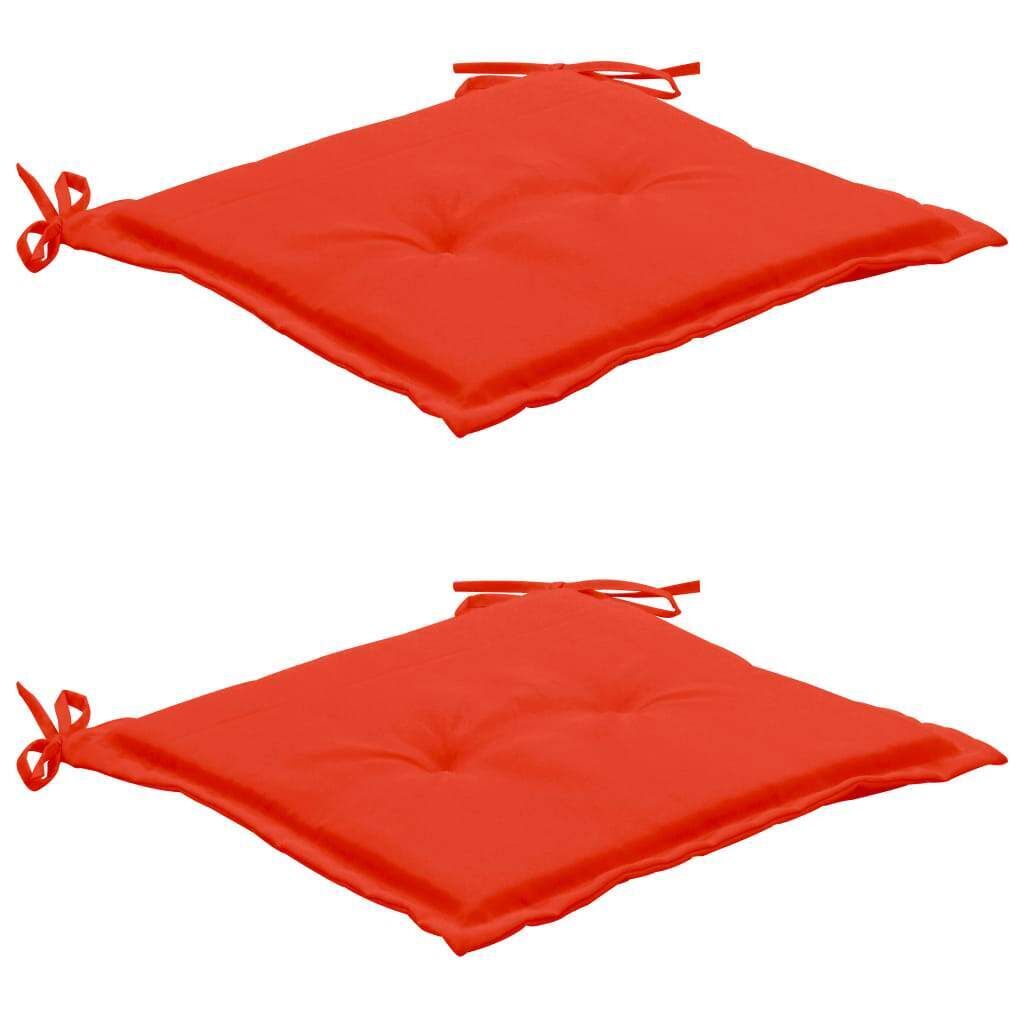 Lot De 2 Coussins De Chaise De Jardin 100% Polyester Imperméable Rouge 50x50x3 Cm Dec021728