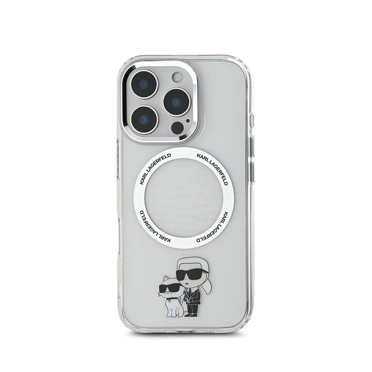 Coque Pour Iphone 16 Pro Imprimé Karl Et Choupette Compatible Magsafe Transparent Karl Lagerfeld