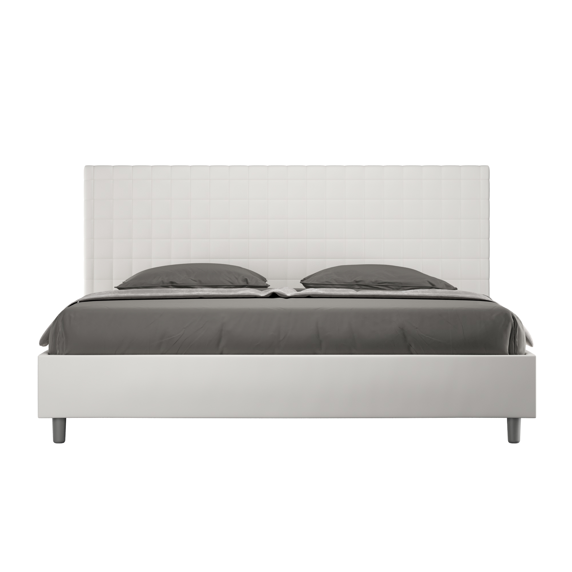 Lit Sans Sommier Rembourré 180x190 Similicuir Blanc Sunny