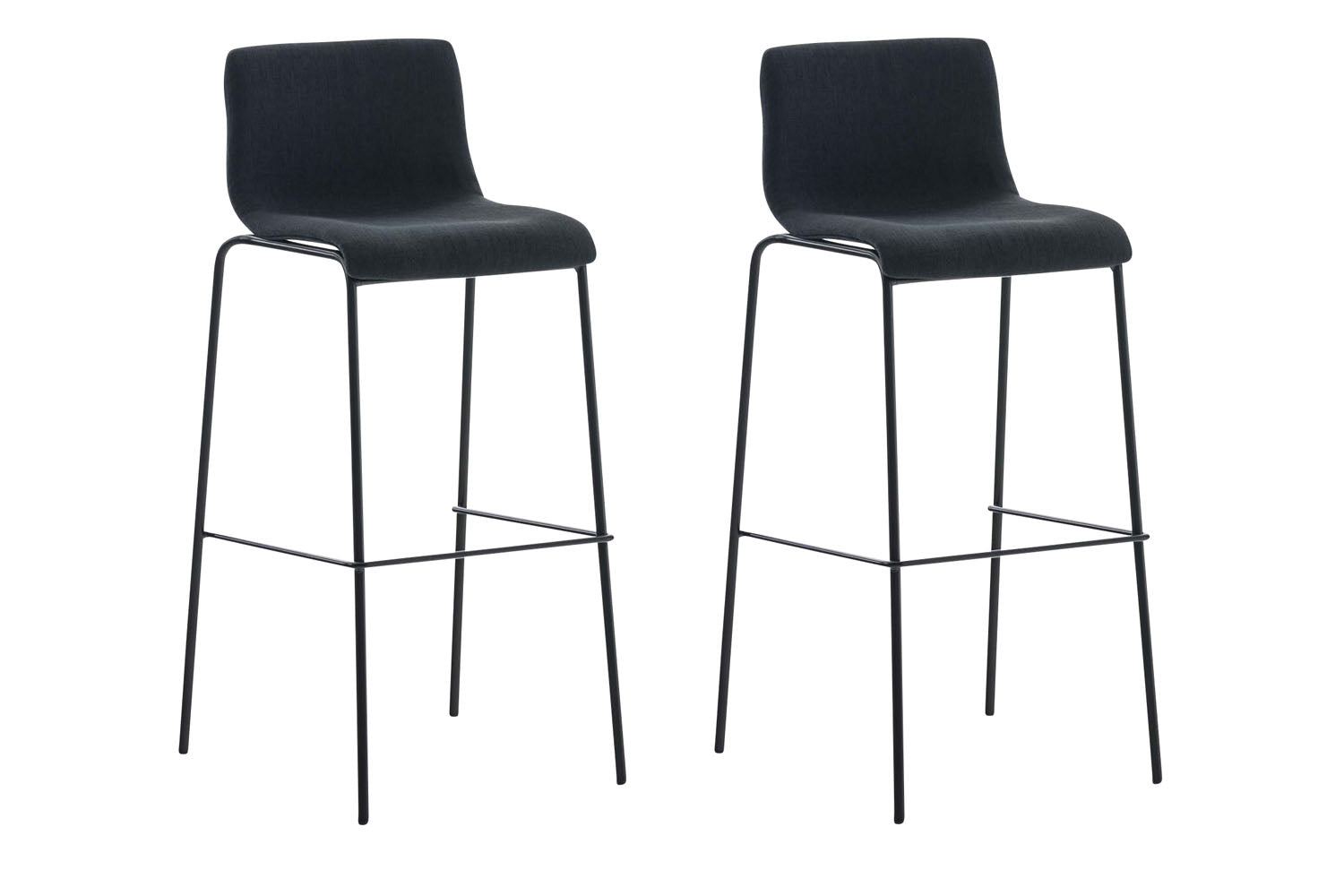 Lot De 2 Tabourets De Bar Avec Repose-pieds Dossier Incurvé En Tissu Noir Et 10_0004202