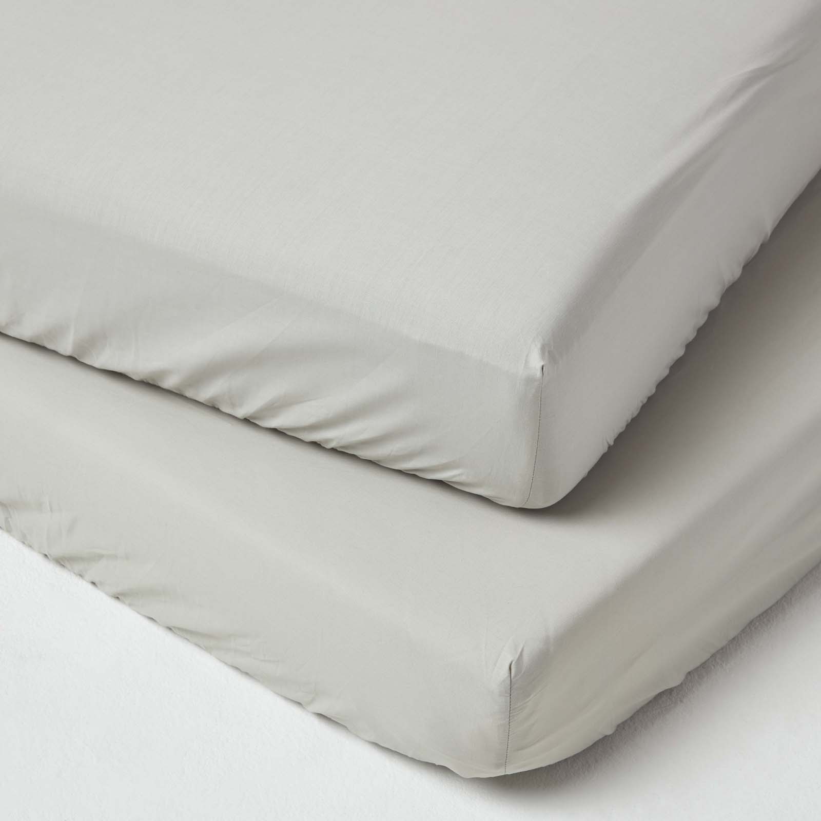 Lot De 2 Drap-housse Bébé 60x120cm Gris Coton Égyptien 200tc Homescapes