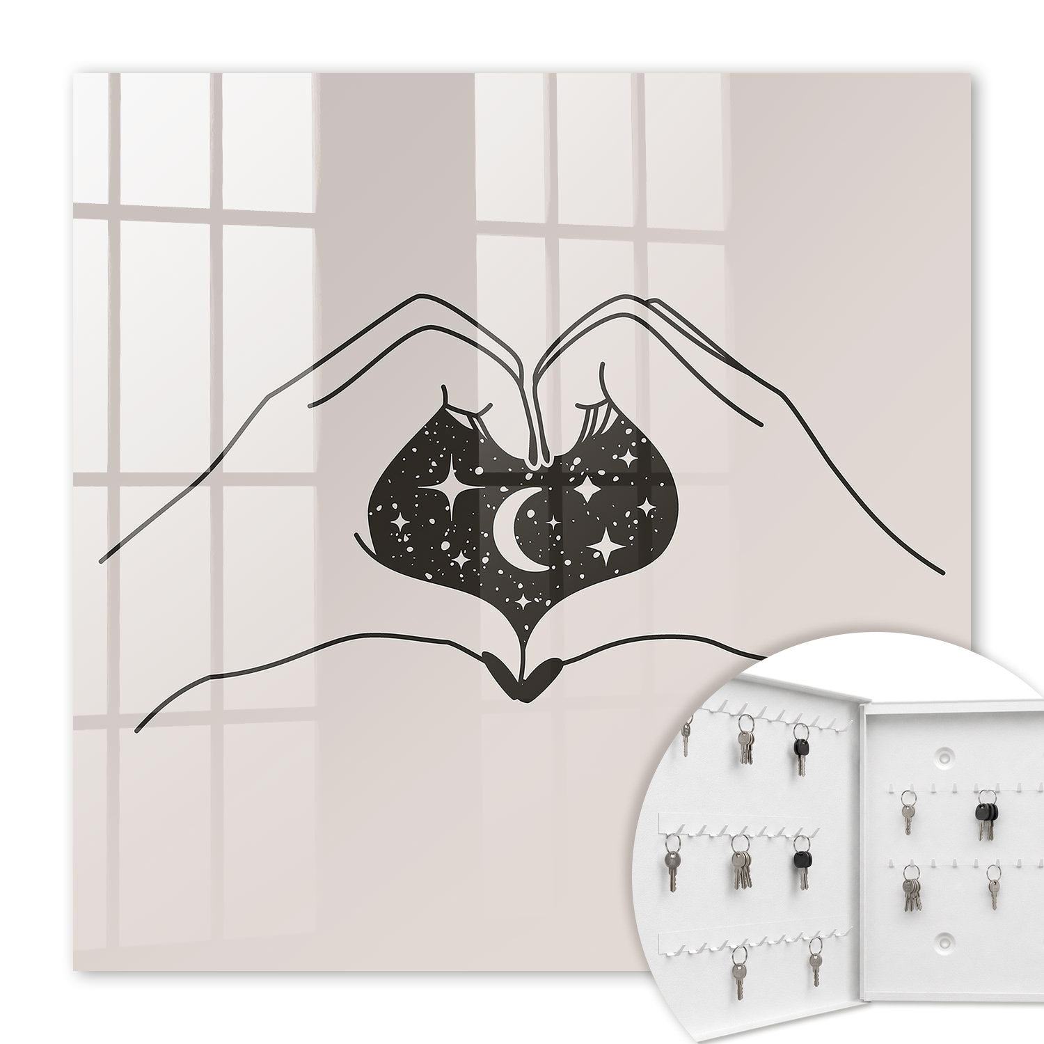 Armoire À Clés - (30 Cm X 30 Cm) - Boîte À Clés Murale - Coffret De Rangement Pour Clés - Couleur Blanche - Ouverture Vers La Gauche - Pour Maison Et Bureau - Le Cosmos Du Cœur