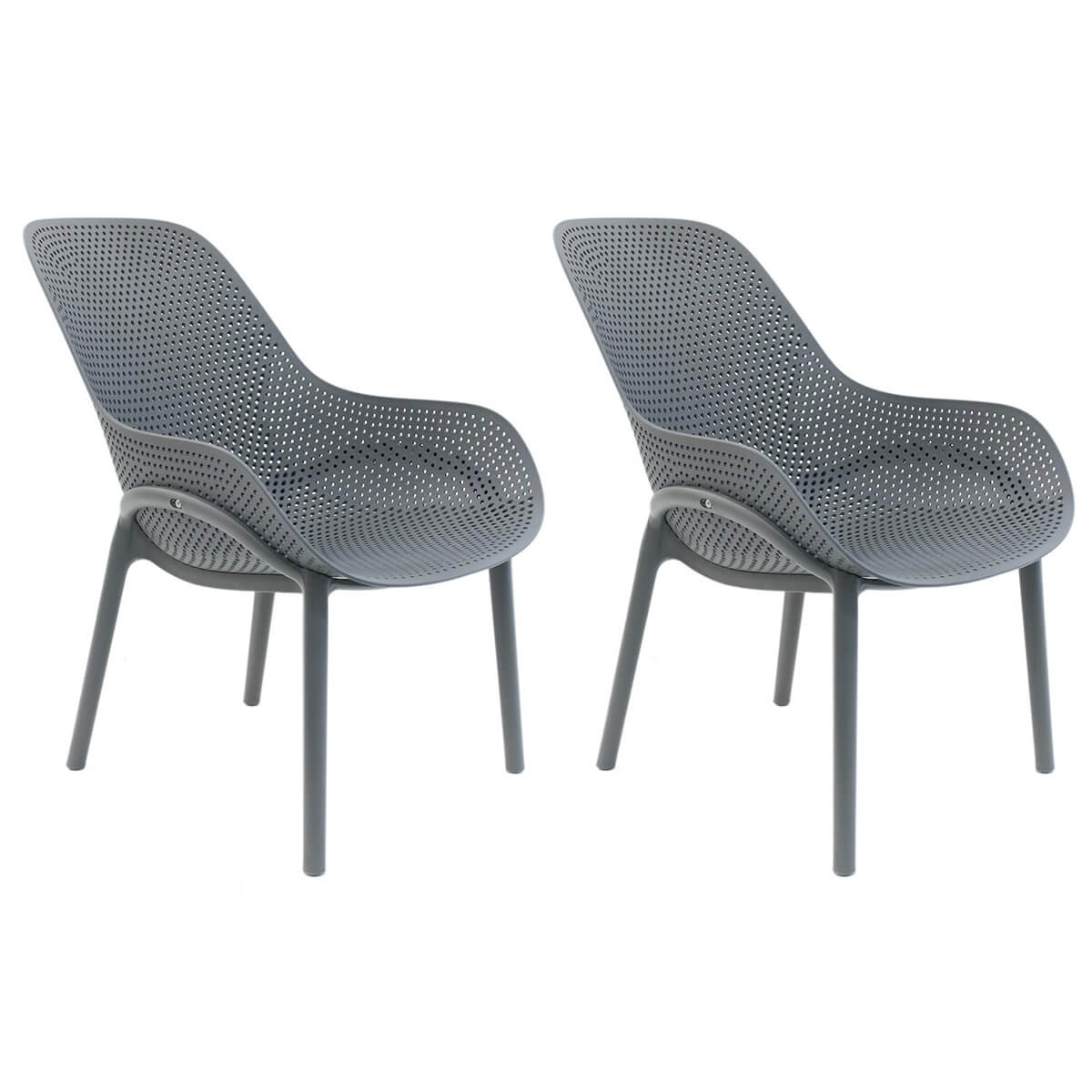 Monica - Lot De 2 Fauteuils Coque Plastique Grise