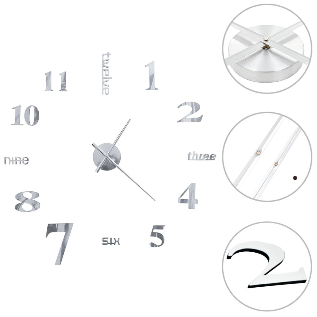 Horloge Murale 3d Design Moderne 100 Cm Xxl Argenté Dec022267