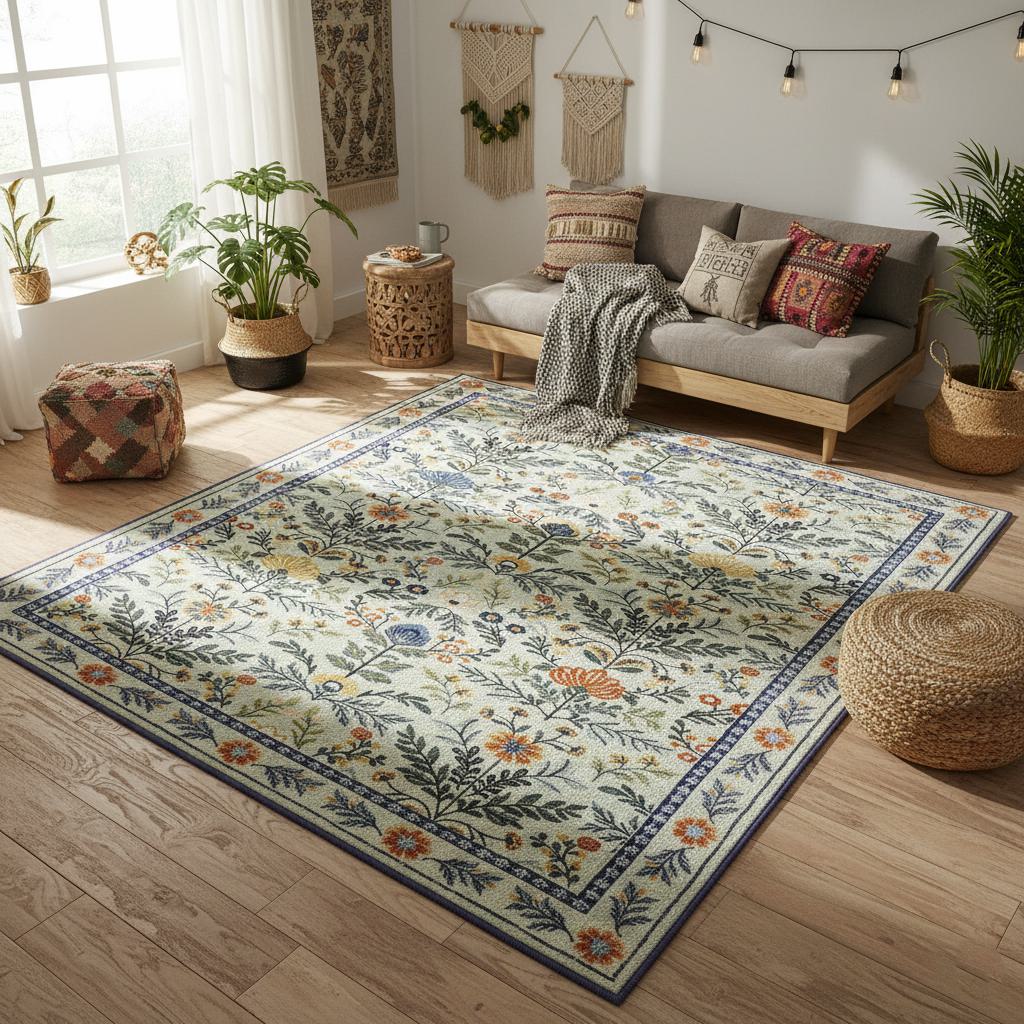 Tapis De Salon Cascada Tapis Élégant À Motif Floral Aux Couleurs Harmonieuses 160 X 230 Cm