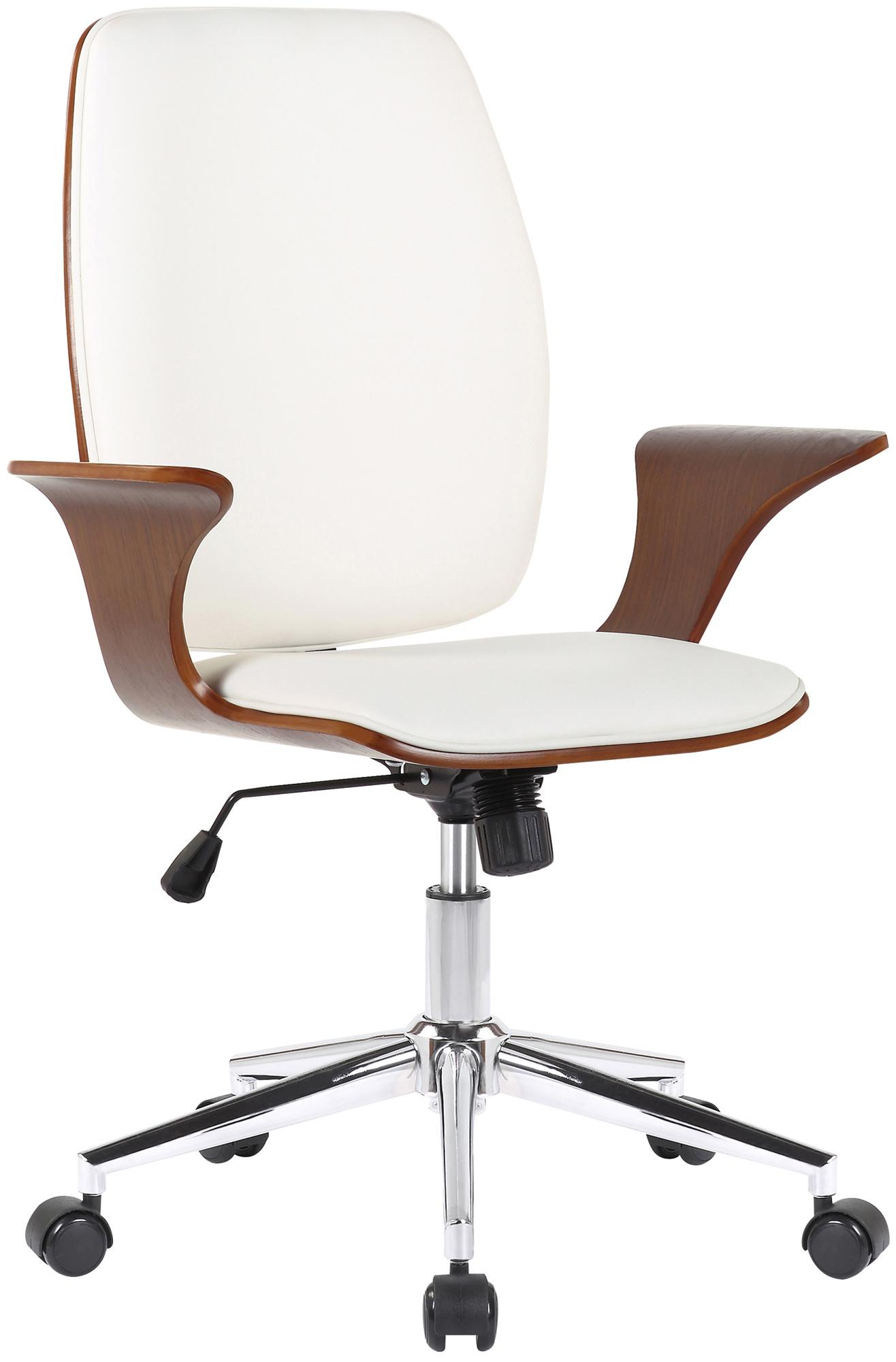 Chaise De Bureau En Simili Cuir Burbank Noyer/blanc