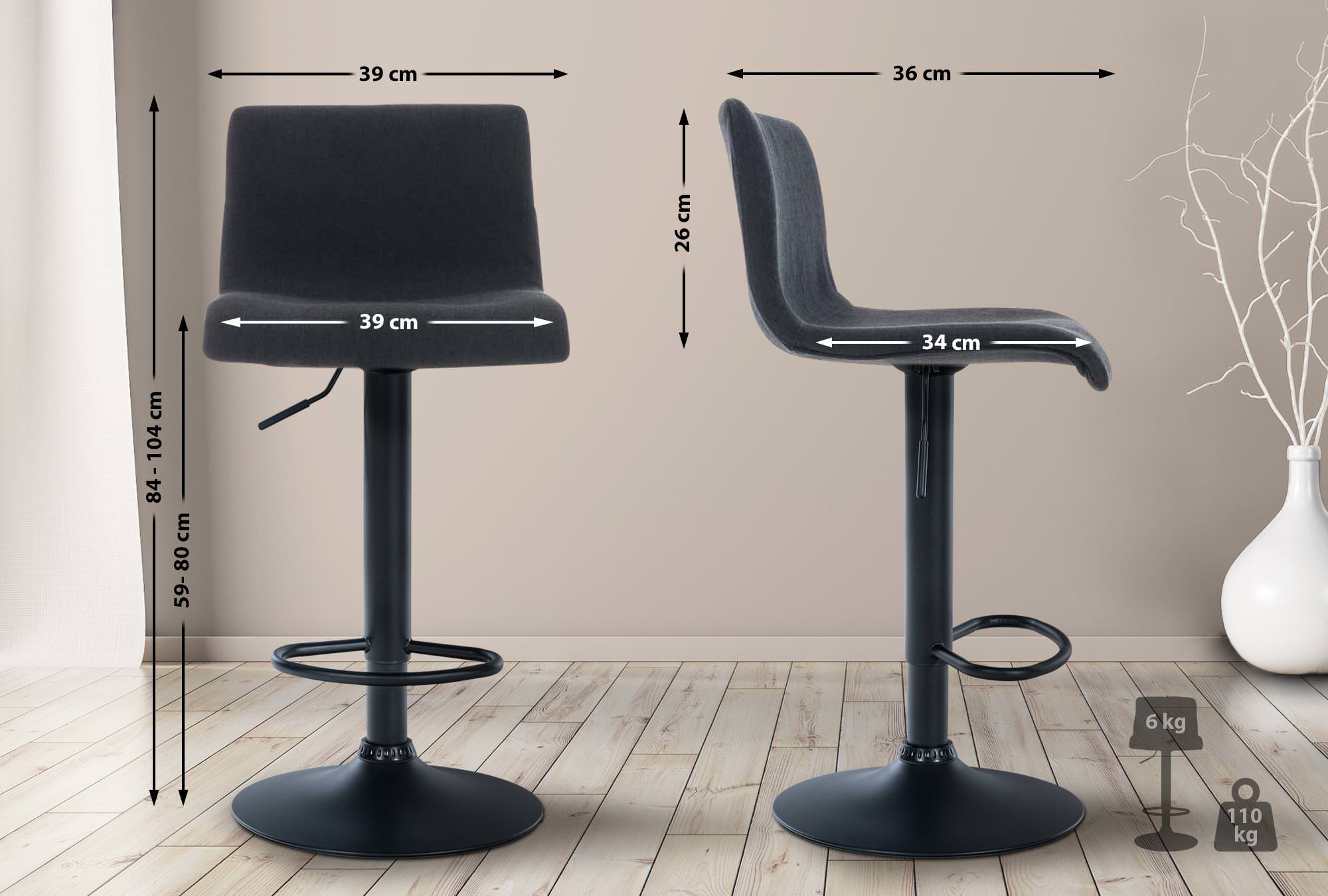 Tabouret De Bar Hoover Tissu B Noir